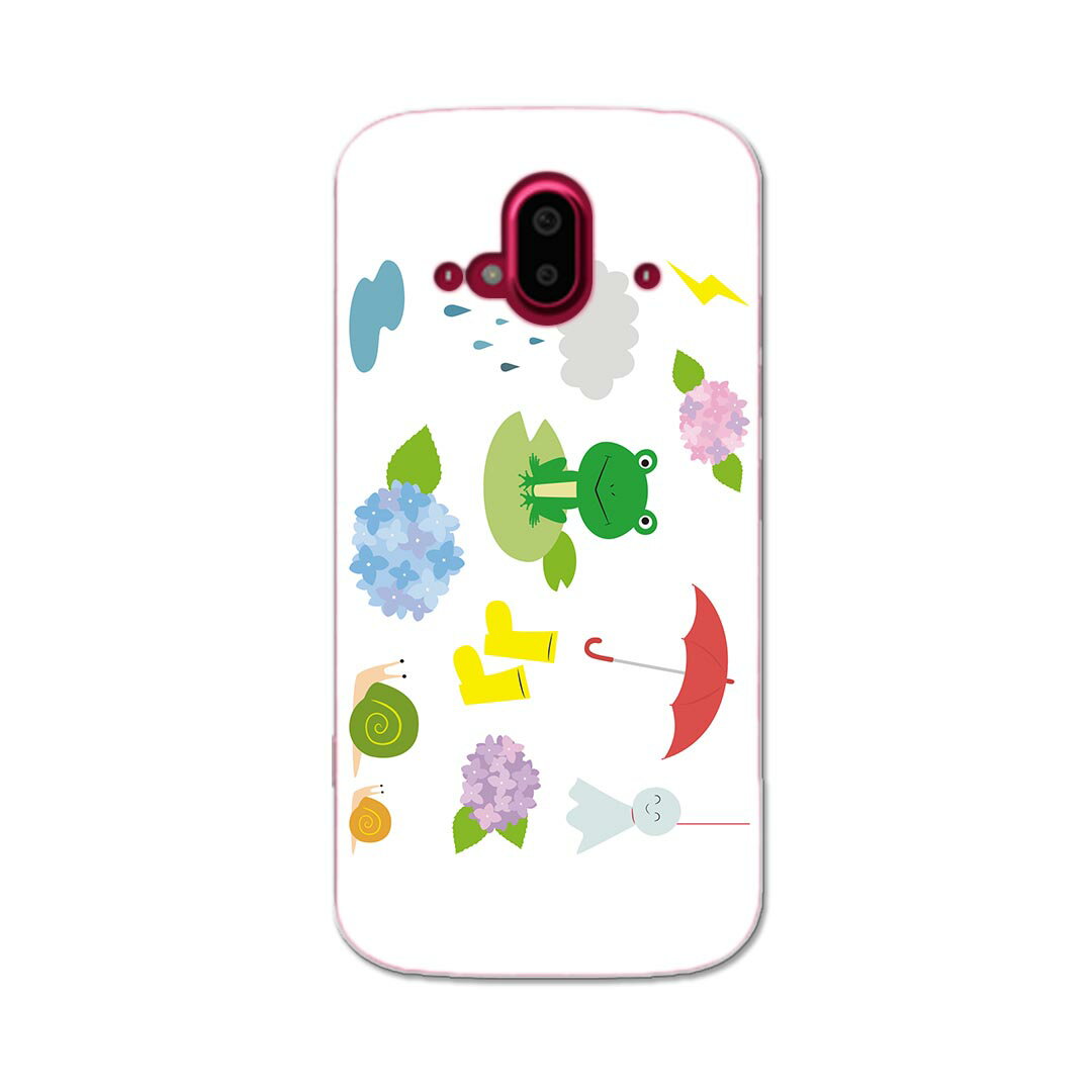 らくらくスマートフォン F-52B tpu f52b スマホ カバー ケース スマホケース スマホカバー TPU ソフトケース 016340 あじさい　梅雨　花　かえる