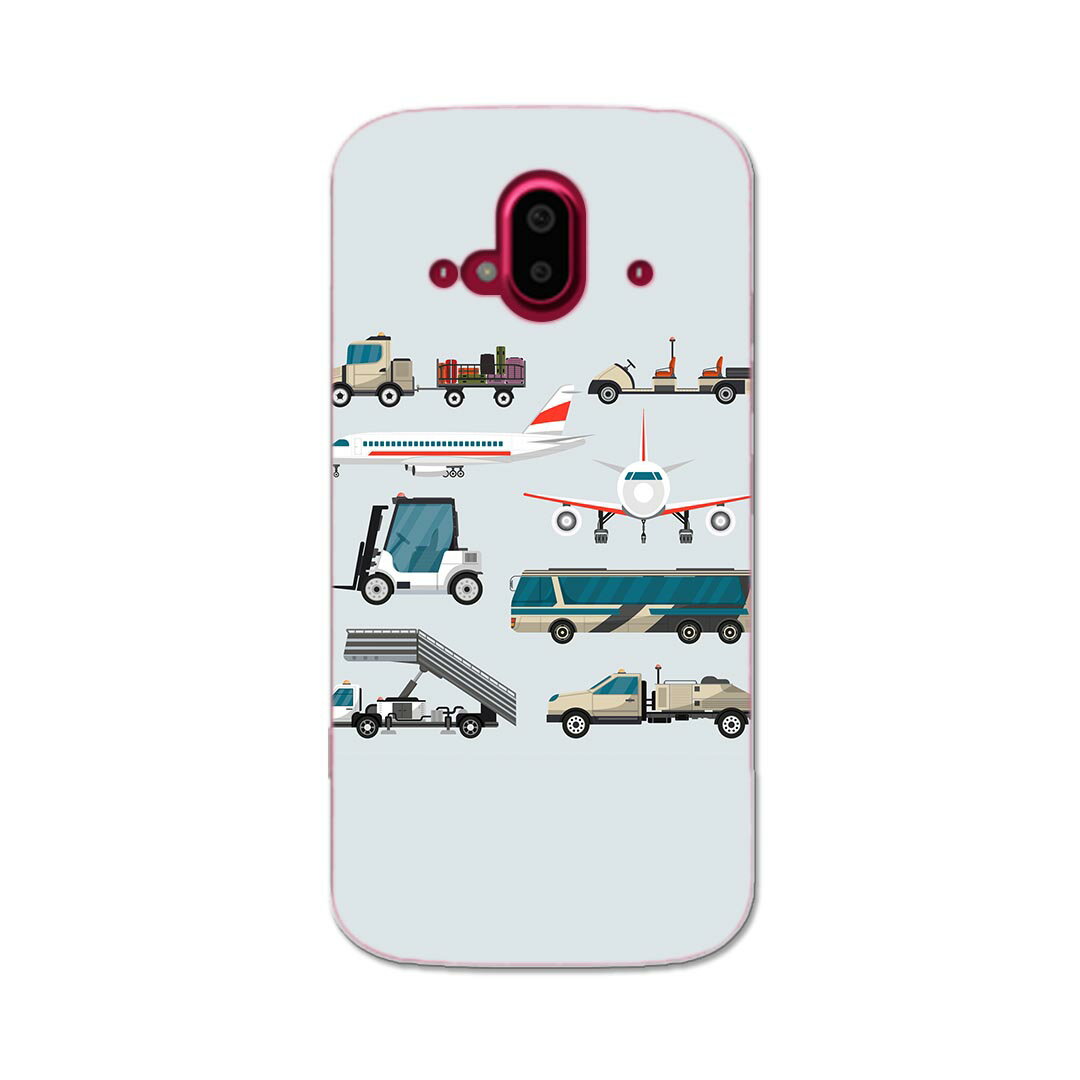 らくらくスマートフォン F-52B tpu f52b スマホ カバー ケース スマホケース スマホカバー TPU ソフトケース 016428 乗り物 飛行機 バス トラック 車