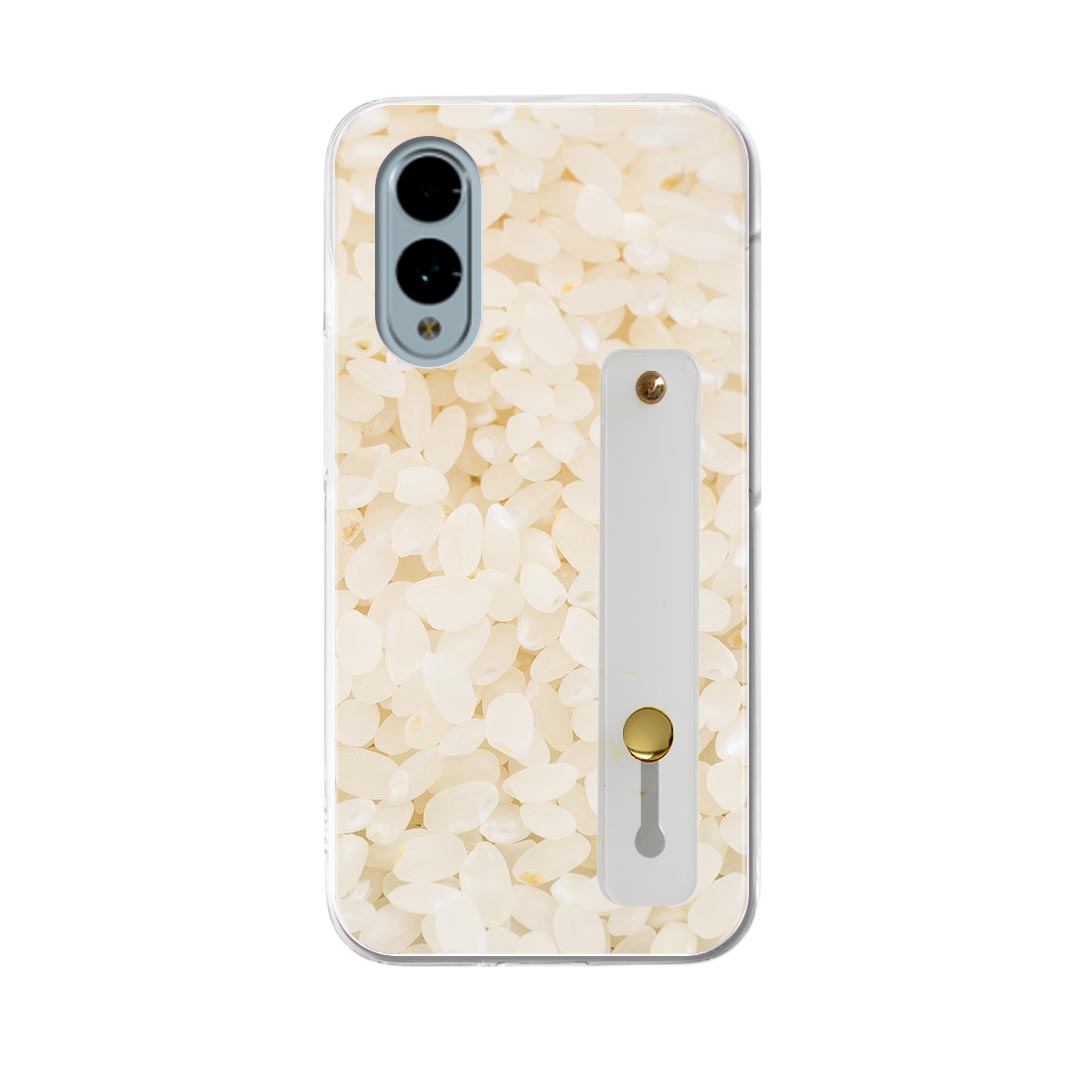 【送料無料】arrows We2 F-52E 用 ハードケース スマホ ベルト付 スマホバンド 落下防止 シリコン スタンド機能付 スリム 背面 片手持ち カバー 携帯リング フィンガーリング 角度調整 000274 お米 米 食べ物