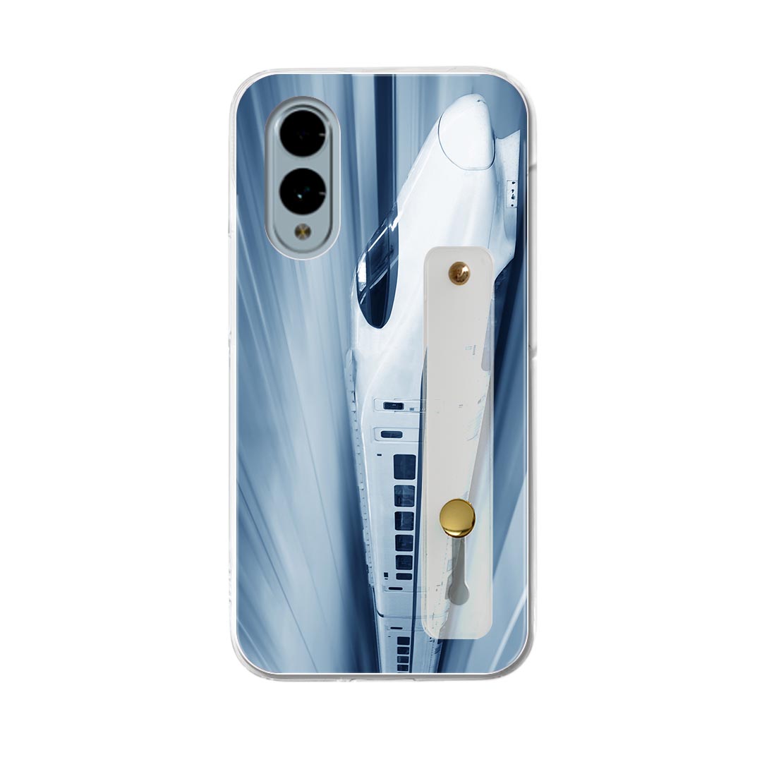【送料無料】arrows We2 F-52E 用 ハードケース スマホ ベルト付 スマホバンド 落下防止 シリコン スタンド機能付 スリム 背面 片手持ち カバー 携帯リング フィンガーリング 角度調整 000868 新幹線