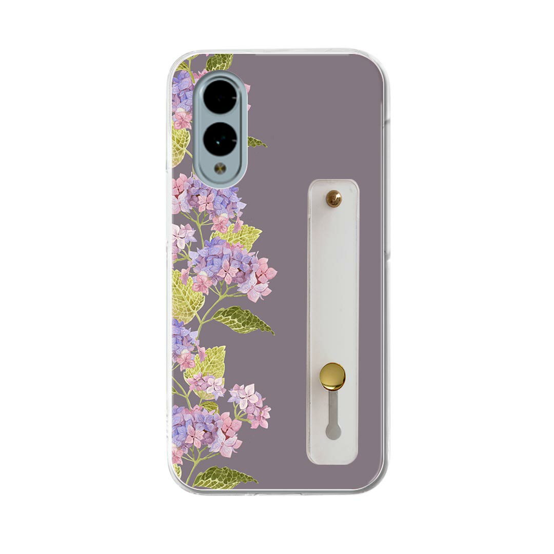 【送料無料】arrows We2 F-52E 用 ハードケース スマホ ベルト付 スマホバンド 落下防止 シリコン スタンド機能付 スリム 背面 片手持ち カバー 携帯リング フィンガーリング 角度調整 020816 梅雨 紫陽花