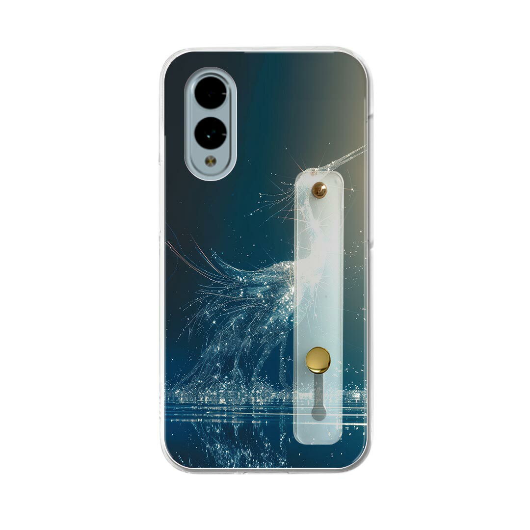 Rakuten - 【送料無料】arrows We2 F-52E 用 ハードケース スマホ ベルト付 スマホバンド 落下防止 シリコン スタンド機能付 スリム 背面 片手持ち カバー 携帯リング フィンガーリング 角度調整 036019 キラキラ 鳥 水