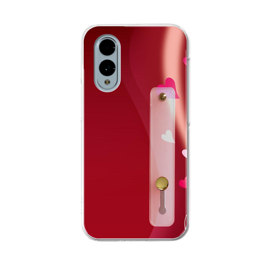樂天商城 - 【送料無料】arrows We2 F-52E 用 ハードケース スマホ ベルト付 スマホバンド 落下防止 シリコン スタンド機能付 スリム 背面 片手持ち カバー 携帯リング フィンガーリング 角度調整 007840 赤　レッド　ハート　ピンク