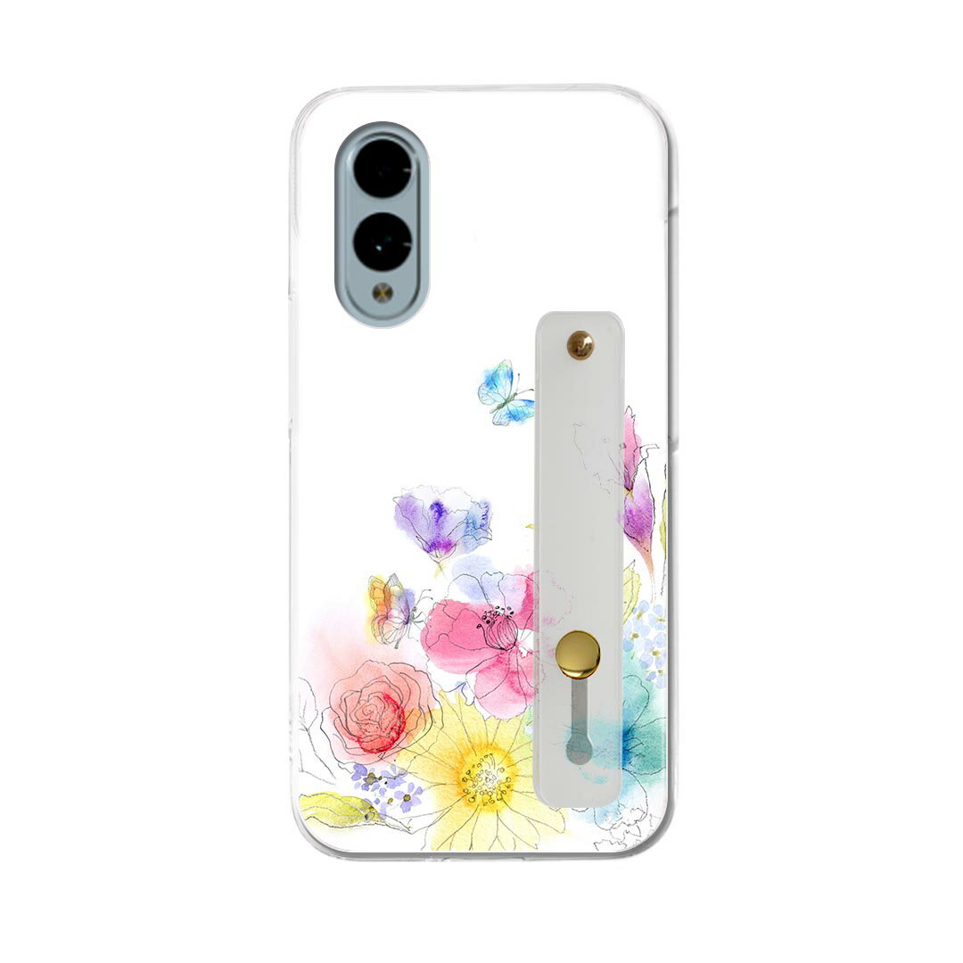 【送料無料】arrows We2 F-52E 用 ハードケース スマホ ベルト付 スマホバンド 落下防止 シリコン スタンド機能付 スリム 背面 片手持ち カバー 携帯リング フィンガーリング 角度調整 009514 　水彩　カラフル(2.0)