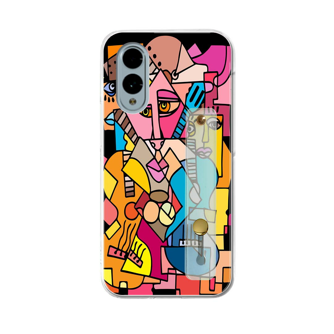 【送料無料】arrows We2 F-52E 用 ハードケース スマホ ベルト付 スマホバンド 落下防止 シリコン スタンド機能付 スリム 背面 片手持ち カバー 携帯リング フィンガーリング 角度調整 013274 絵 カラフル