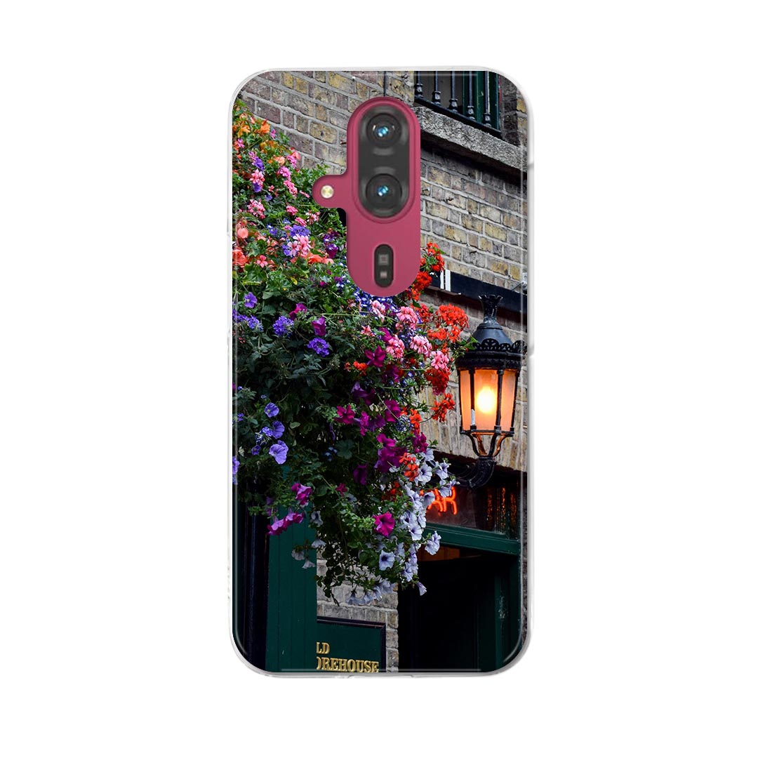 らくらくスマートフォン F-53E 用ハードケース f53e ケース カバー ハードケース 026039 花　建物　灯