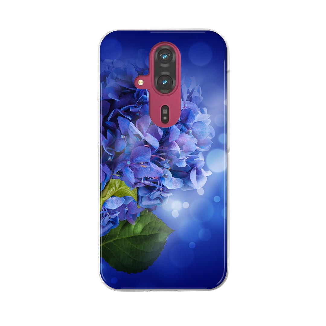 らくらくスマートフォン F-53E 用ハードケース f53e ケース カバー ハードケース 005238 花　あじさい　青