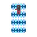 らくらくスマートフォン F-53E 用ハードケース f53e ケース カバー ハードケース 008112 チェック 青 ブルー アーガイル