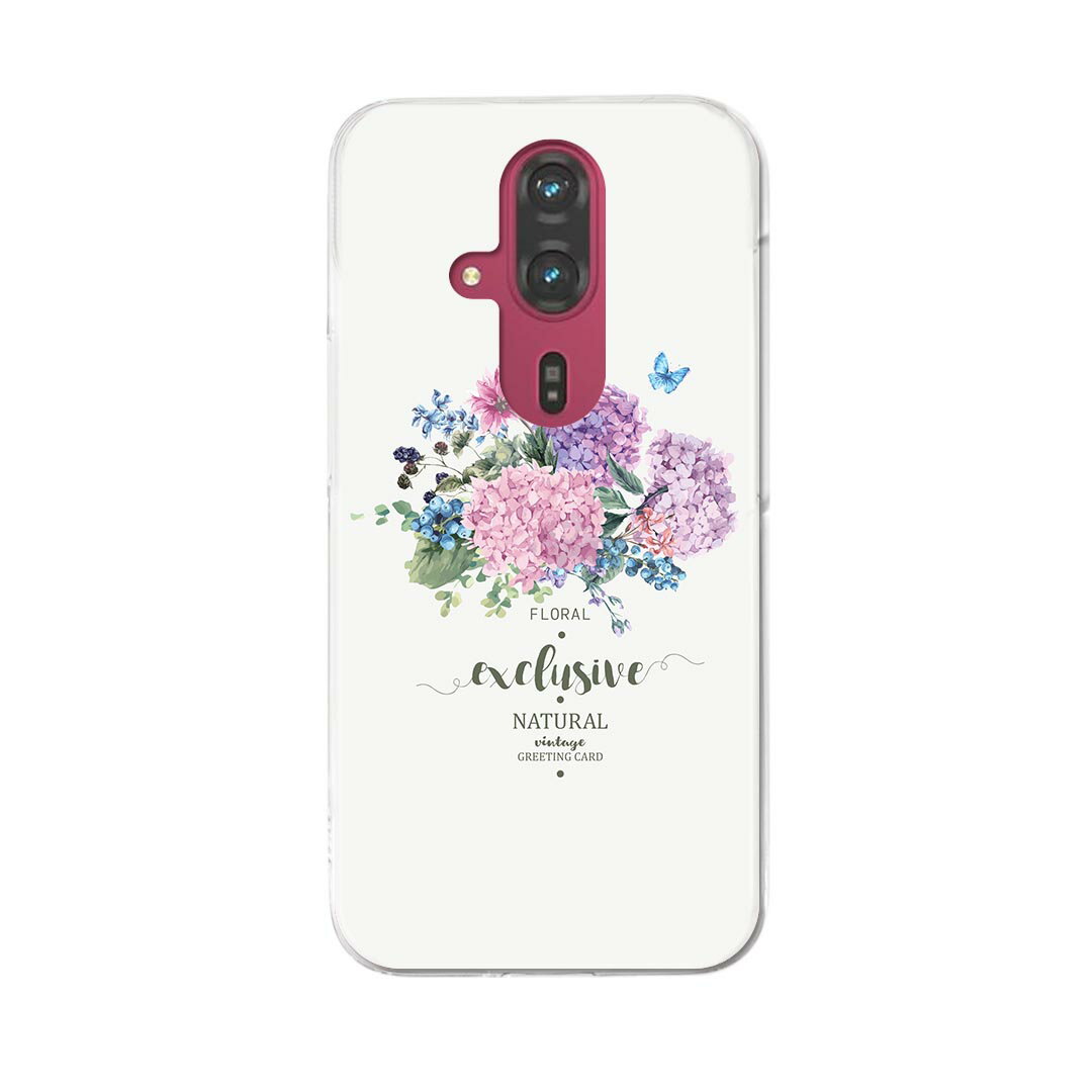 らくらくスマートフォン F-53E 用ハードケース f53e ケース カバー ハードケース 016327 あじさい　梅雨　花