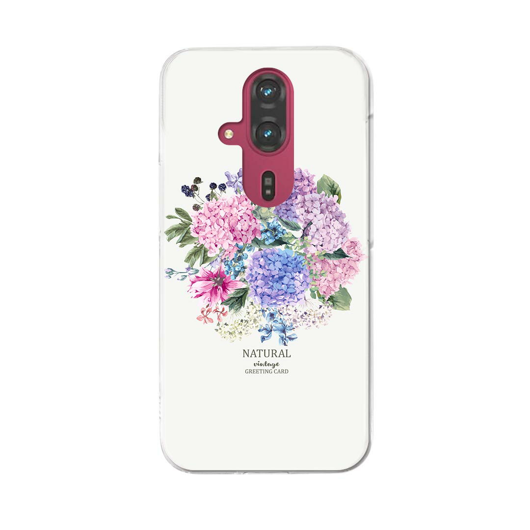 らくらくスマートフォン F-53E 用ハードケース f53e ケース カバー ハードケース 016328 あじさい　梅雨　花