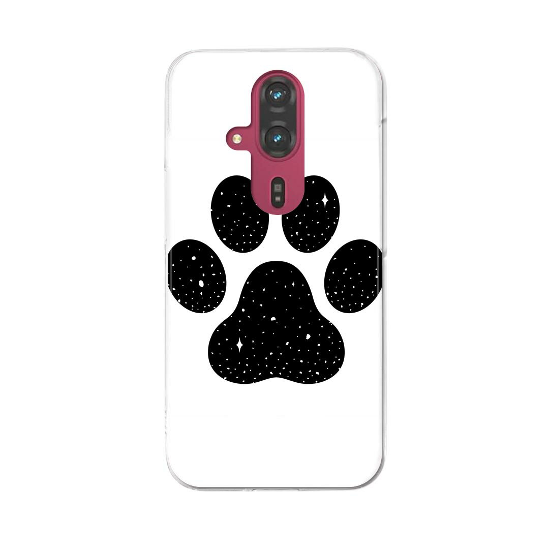 Mobile Phone - らくらくスマートフォン F-53E 用ハードケース f53e ケース カバー ハードケース 016448 犬　肉球　モノクロ