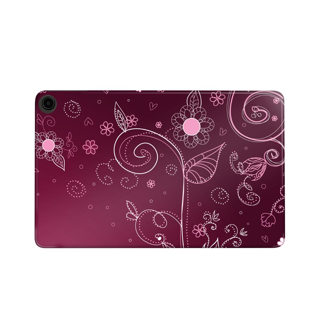 fire max 11 専用 ファイヤーマックス タブレット 専用スキンシール カバー ケース 保護 フィルム ステッカー デコ アクセサリー デザイン 001258 花 赤紫