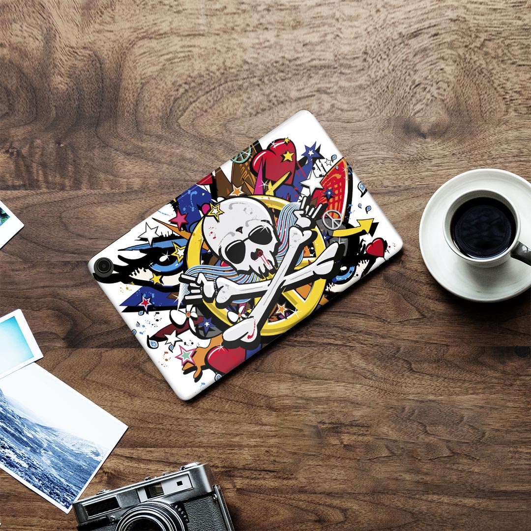 fire max 11 専用 ファイヤーマックス タブレット 専用スキンシール カバー ケース 保護 フィルム ステッカー デコ アクセサリー デザイン 007659 骸骨　ドクロ　イラスト