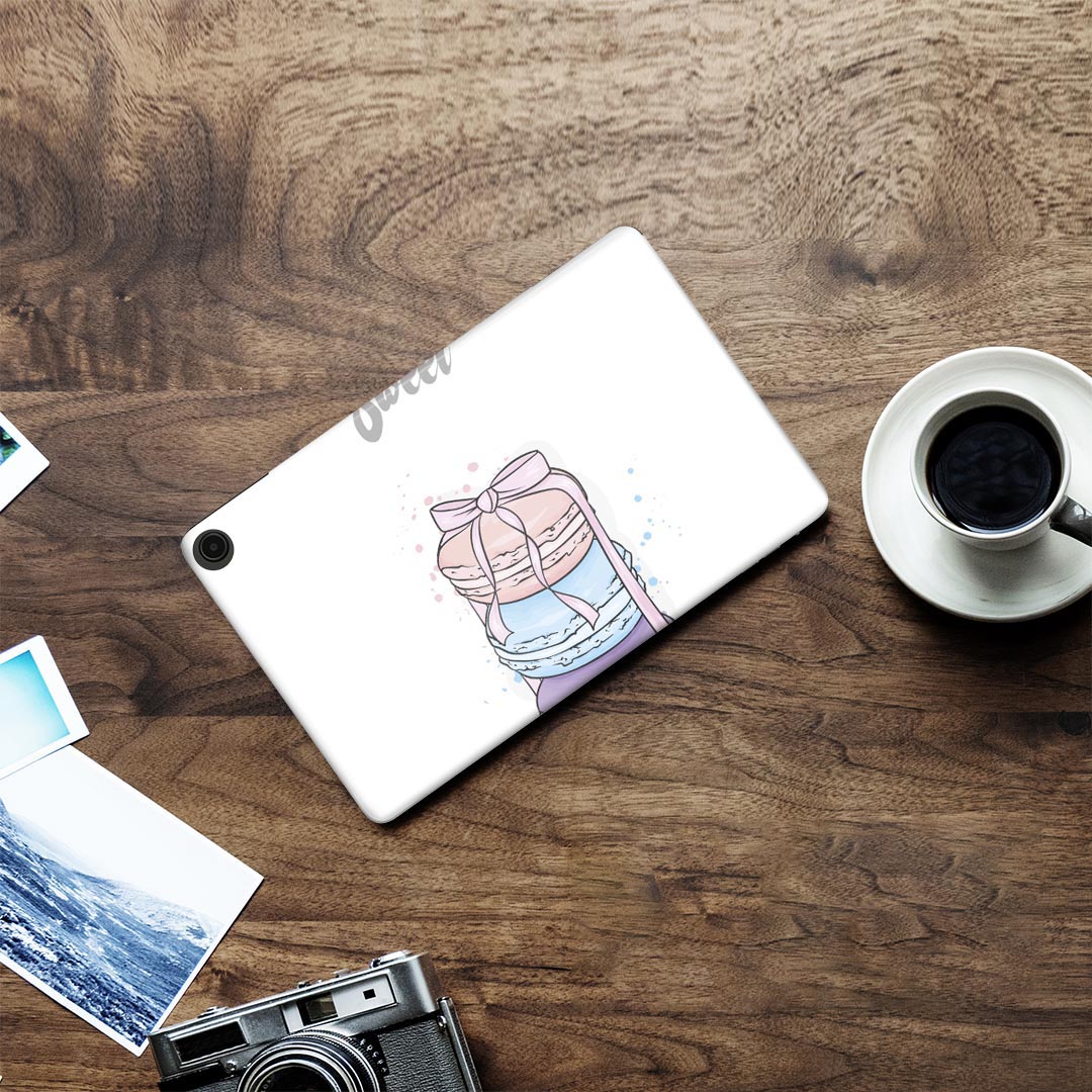 fire max 11 専用 ファイヤーマックス タブレット 専用スキンシール カバー ケース 保護 フィルム ステッカー デコ アクセサリー デザイン 015672 1 マカロン お菓子 食べ物 リボン パステル