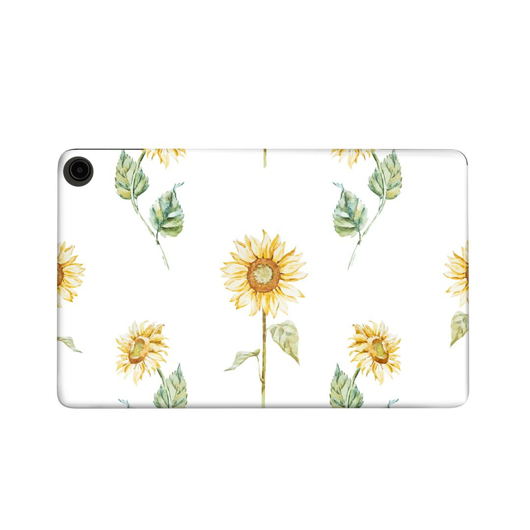 fire max 11 専用 ファイヤーマックス タブレット 専用スキンシール カバー ケース 保護 フィルム ステッカー デコ アクセサリー デザイン 012090 ひまわり 花 白