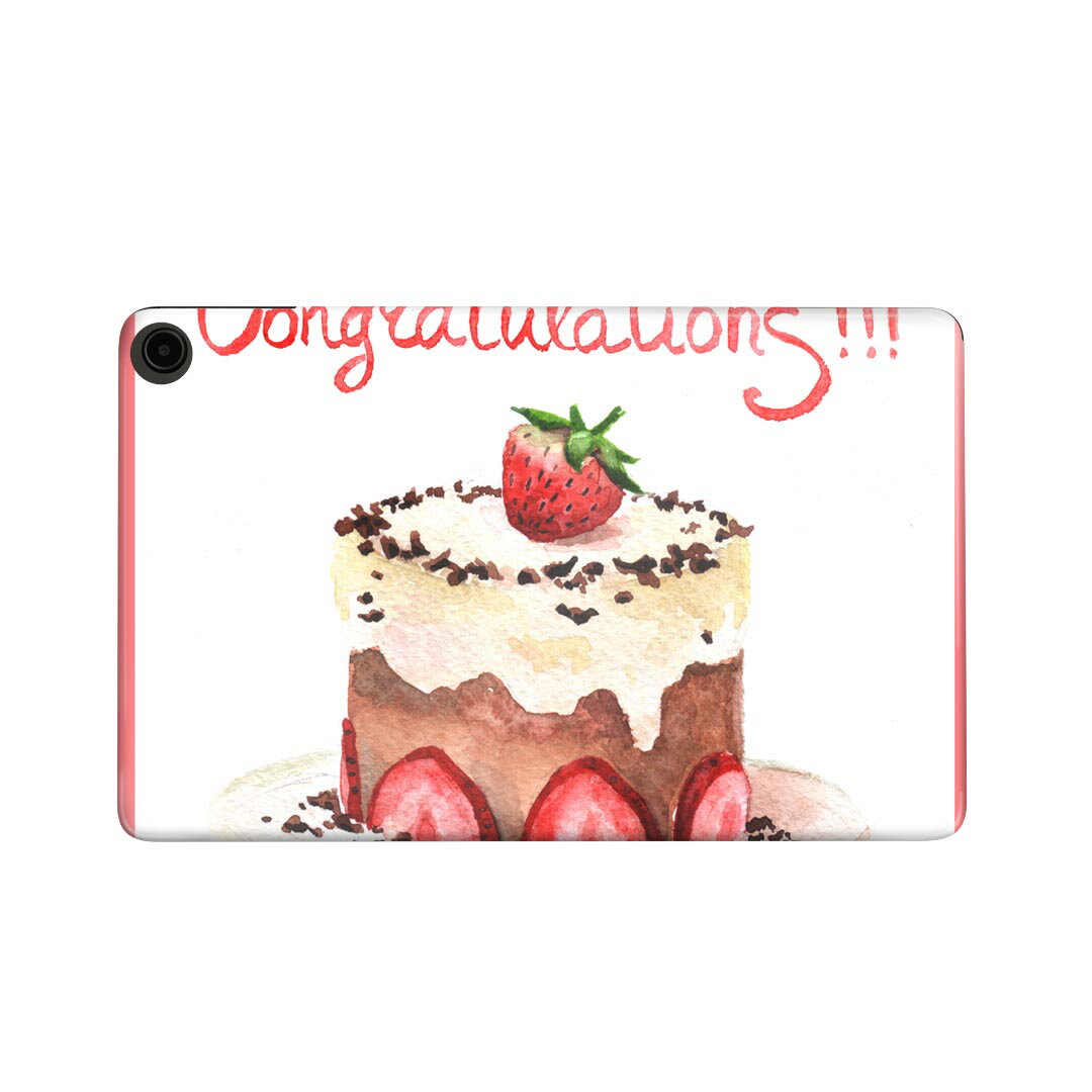 fire max 11 専用 ファイヤーマックス タブレット 専用スキンシール カバー ケース 保護 フィルム ステッカー デコ アクセサリー デザイン 013460 ケーキ いちご 英語