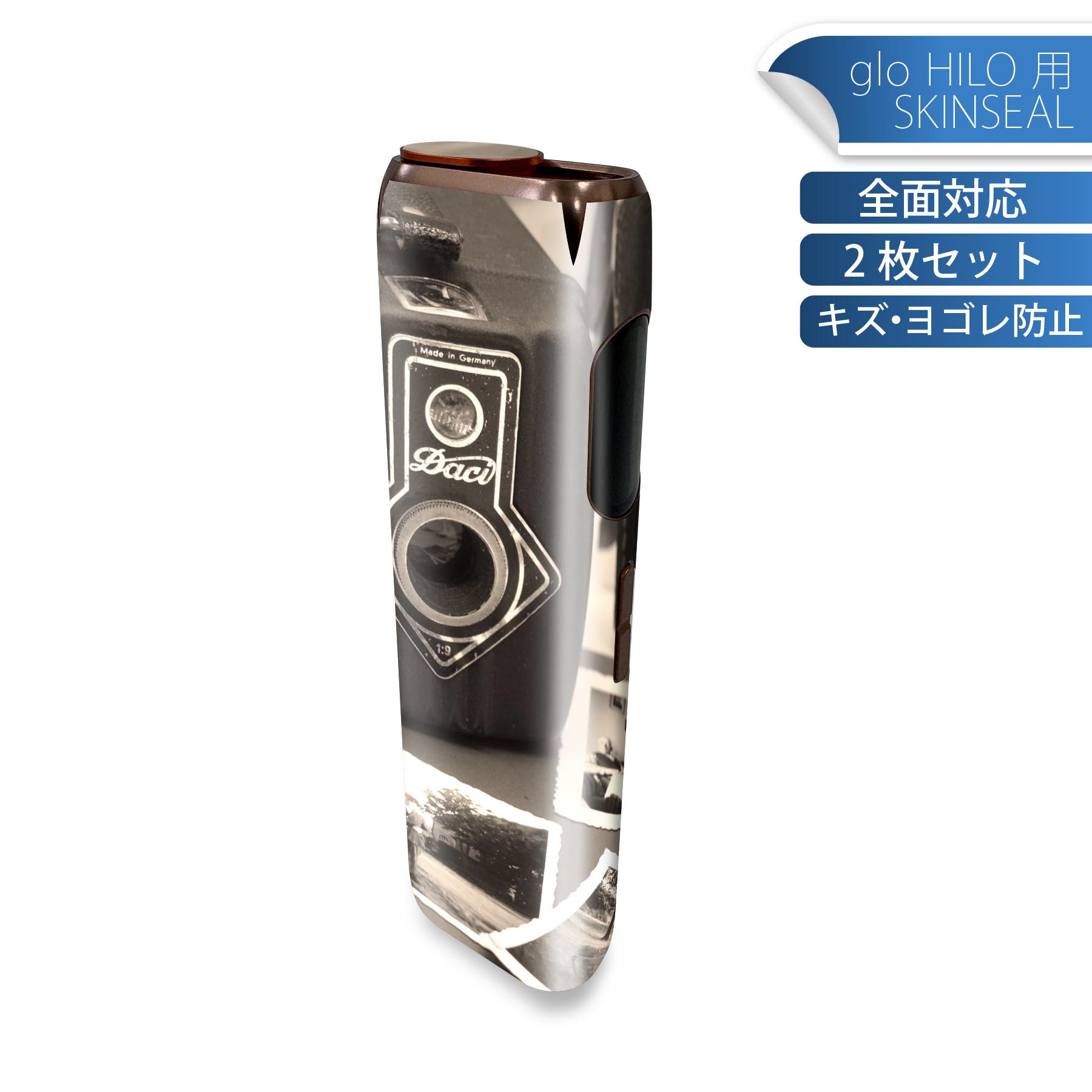 商品特徴・貼るだけでかんたん着せ替え、glo HILO 専用デザインスキンシール・高精細プリントで写真と遜色のない仕上がり！半光沢シートでしっとりツヤのある表現力・正面に加え、天面・底面シールがセットで一体感アップ！・ちょっとしたすり傷からglo hyperx2 本体を保護・接着部はエアフリー素材で気泡の心配も軽減・再剥離素材なので貼り付け時の調整も安心注意事項画像はサンプルですので、ご覧の環境によっては多少色味に違いを感じる場合がございます。 イメージと違った、モニターと色味が異なるという理由での交換や返金はご対応出来かねます。スキンシールのみの販売で、glo HILO 本体は付属しません。初回貼付時の位置調整や貼り直しは可能ですが、しっかりと押し付けて接着させた後の再剥離、再利用は保証しておりません。また接着部に油分や汚れが付着しますと角の部分は剥がれやすくなりますので、貼付時はあまり触れないようにご注意ください。無地のセミグロスシートにデザインをプリントした商品で、デコなどの加工はございません。 凹凸や光沢があるように見えたり布地や金属を素材にしたように見える商品もありますが、デザインの図版によるものです。印刷時に微妙な画像のズレが生じる場合がございます。ご注文後に1点1点制作する受注生産品の為、不良品以外のご返品や交換は固くお断りします。 発送について完全受注生産のハンドメイド商品となりますので、既製品と比べて発送までお時間を頂いています。 基本的に決済確認後、最大で10営業日での発送となります。繁忙期や休業日明けの場合はさらに時間がかかる場合があります。 その際には別途メールにてご連絡致します。メール便の場合、発送日から到着までに2?4日ほどかかる場合が多く、紛失などの保障もご対応できかねます。あらかじめご了承下さい。