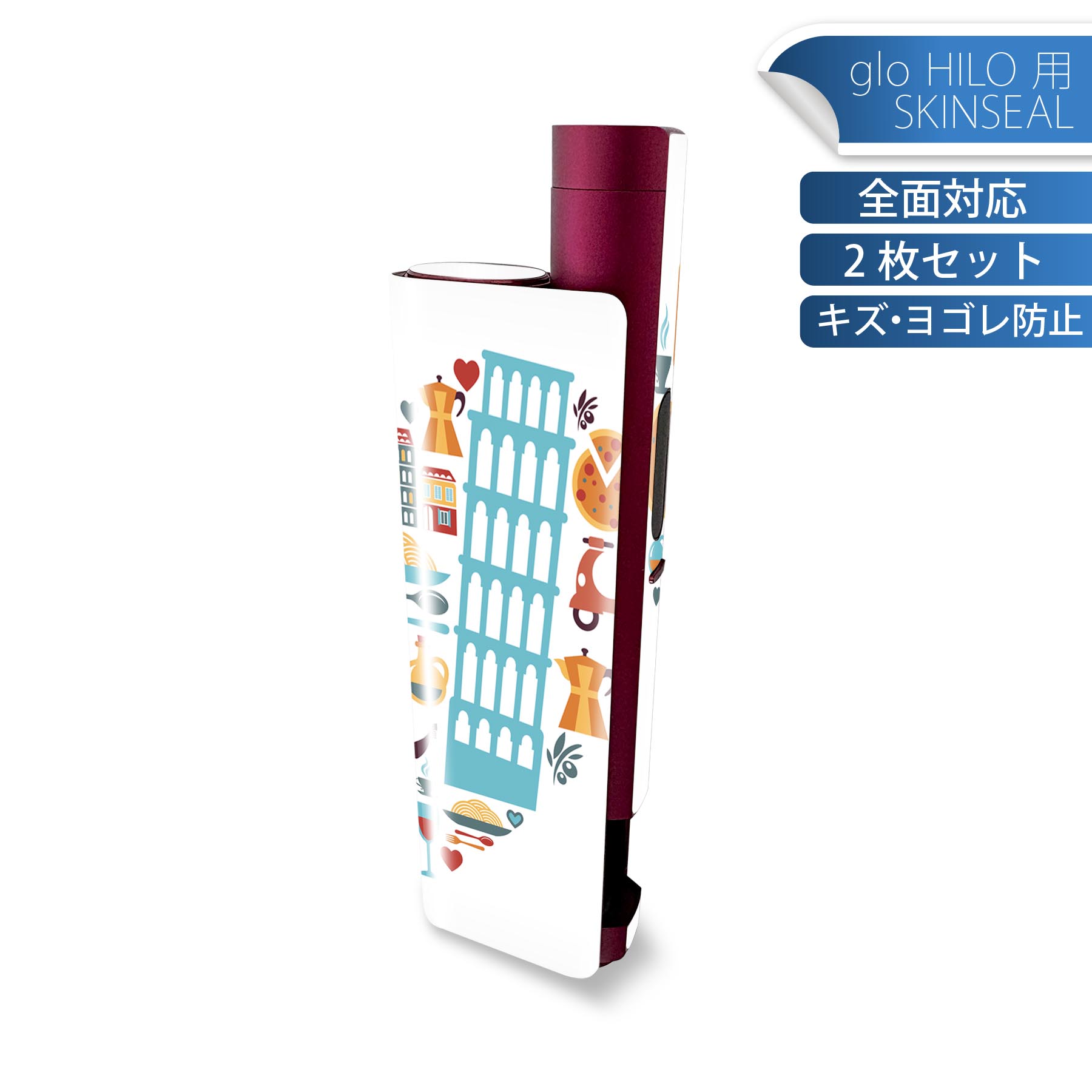 商品特徴・貼るだけでかんたん着せ替え、glo HILO plus 専用デザインスキンシール・高精細プリントで写真と遜色のない仕上がり！半光沢シートでしっとりツヤのある表現力・正面に加え、天面・底面シールがセットで一体感アップ！・ちょっとしたすり傷からglo hyperx2 本体を保護・接着部はエアフリー素材で気泡の心配も軽減・再剥離素材なので貼り付け時の調整も安心注意事項画像はサンプルですので、ご覧の環境によっては多少色味に違いを感じる場合がございます。 イメージと違った、モニターと色味が異なるという理由での交換や返金はご対応出来かねます。スキンシールのみの販売で、glo HILO plus 本体は付属しません。初回貼付時の位置調整や貼り直しは可能ですが、しっかりと押し付けて接着させた後の再剥離、再利用は保証しておりません。また接着部に油分や汚れが付着しますと角の部分は剥がれやすくなりますので、貼付時はあまり触れないようにご注意ください。無地のセミグロスシートにデザインをプリントした商品で、デコなどの加工はございません。 凹凸や光沢があるように見えたり布地や金属を素材にしたように見える商品もありますが、デザインの図版によるものです。印刷時に微妙な画像のズレが生じる場合がございます。ご注文後に1点1点制作する受注生産品の為、不良品以外のご返品や交換は固くお断りします。 発送について完全受注生産のハンドメイド商品となりますので、既製品と比べて発送までお時間を頂いています。 基本的に決済確認後、最大で10営業日での発送となります。繁忙期や休業日明けの場合はさらに時間がかかる場合があります。 その際には別途メールにてご連絡致します。メール便の場合、発送日から到着までに2?4日ほどかかる場合が多く、紛失などの保障もご対応できかねます。あらかじめご了承下さい。