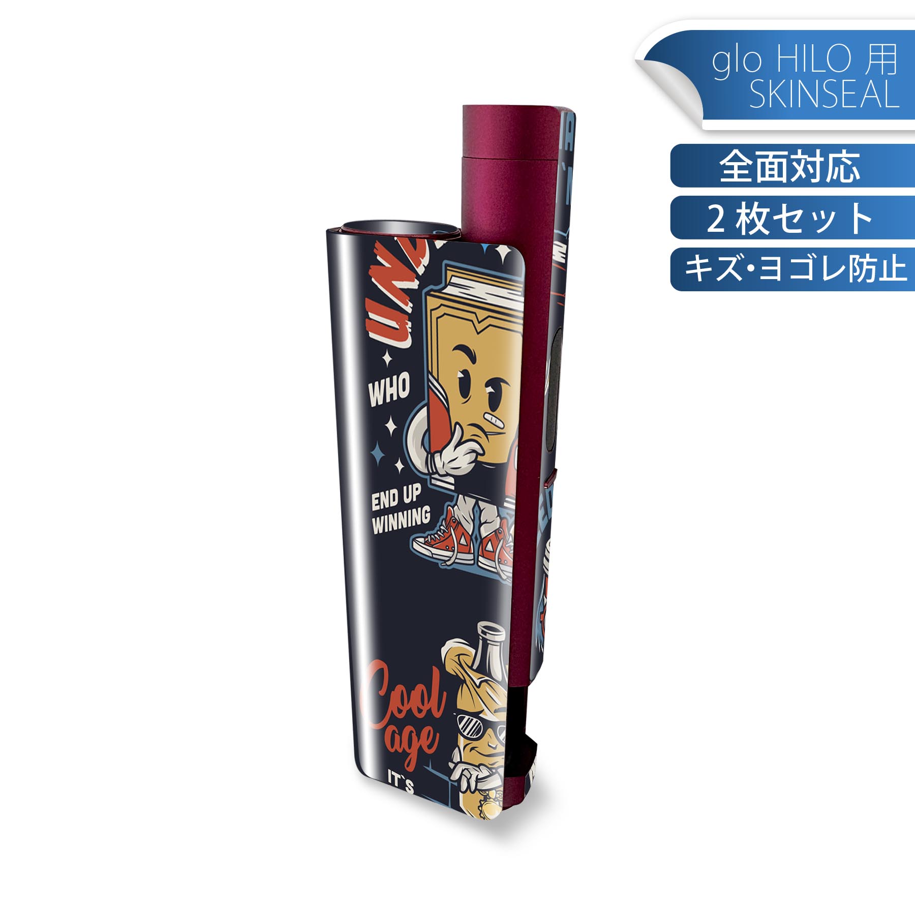 商品特徴・貼るだけでかんたん着せ替え、glo HILO plus 専用デザインスキンシール・高精細プリントで写真と遜色のない仕上がり！半光沢シートでしっとりツヤのある表現力・正面に加え、天面・底面シールがセットで一体感アップ！・ちょっとしたすり傷からglo hyperx2 本体を保護・接着部はエアフリー素材で気泡の心配も軽減・再剥離素材なので貼り付け時の調整も安心注意事項画像はサンプルですので、ご覧の環境によっては多少色味に違いを感じる場合がございます。 イメージと違った、モニターと色味が異なるという理由での交換や返金はご対応出来かねます。スキンシールのみの販売で、glo HILO plus 本体は付属しません。初回貼付時の位置調整や貼り直しは可能ですが、しっかりと押し付けて接着させた後の再剥離、再利用は保証しておりません。また接着部に油分や汚れが付着しますと角の部分は剥がれやすくなりますので、貼付時はあまり触れないようにご注意ください。無地のセミグロスシートにデザインをプリントした商品で、デコなどの加工はございません。 凹凸や光沢があるように見えたり布地や金属を素材にしたように見える商品もありますが、デザインの図版によるものです。印刷時に微妙な画像のズレが生じる場合がございます。ご注文後に1点1点制作する受注生産品の為、不良品以外のご返品や交換は固くお断りします。 発送について完全受注生産のハンドメイド商品となりますので、既製品と比べて発送までお時間を頂いています。 基本的に決済確認後、最大で10営業日での発送となります。繁忙期や休業日明けの場合はさらに時間がかかる場合があります。 その際には別途メールにてご連絡致します。メール便の場合、発送日から到着までに2?4日ほどかかる場合が多く、紛失などの保障もご対応できかねます。あらかじめご了承下さい。