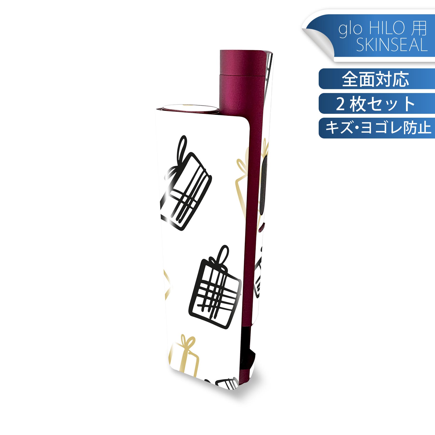 商品特徴・貼るだけでかんたん着せ替え、glo HILO plus 専用デザインスキンシール・高精細プリントで写真と遜色のない仕上がり！半光沢シートでしっとりツヤのある表現力・正面に加え、天面・底面シールがセットで一体感アップ！・ちょっとしたすり傷からglo hyperx2 本体を保護・接着部はエアフリー素材で気泡の心配も軽減・再剥離素材なので貼り付け時の調整も安心注意事項画像はサンプルですので、ご覧の環境によっては多少色味に違いを感じる場合がございます。 イメージと違った、モニターと色味が異なるという理由での交換や返金はご対応出来かねます。スキンシールのみの販売で、glo HILO plus 本体は付属しません。初回貼付時の位置調整や貼り直しは可能ですが、しっかりと押し付けて接着させた後の再剥離、再利用は保証しておりません。また接着部に油分や汚れが付着しますと角の部分は剥がれやすくなりますので、貼付時はあまり触れないようにご注意ください。無地のセミグロスシートにデザインをプリントした商品で、デコなどの加工はございません。 凹凸や光沢があるように見えたり布地や金属を素材にしたように見える商品もありますが、デザインの図版によるものです。印刷時に微妙な画像のズレが生じる場合がございます。ご注文後に1点1点制作する受注生産品の為、不良品以外のご返品や交換は固くお断りします。 発送について完全受注生産のハンドメイド商品となりますので、既製品と比べて発送までお時間を頂いています。 基本的に決済確認後、最大で10営業日での発送となります。繁忙期や休業日明けの場合はさらに時間がかかる場合があります。 その際には別途メールにてご連絡致します。メール便の場合、発送日から到着までに2?4日ほどかかる場合が多く、紛失などの保障もご対応できかねます。あらかじめご了承下さい。