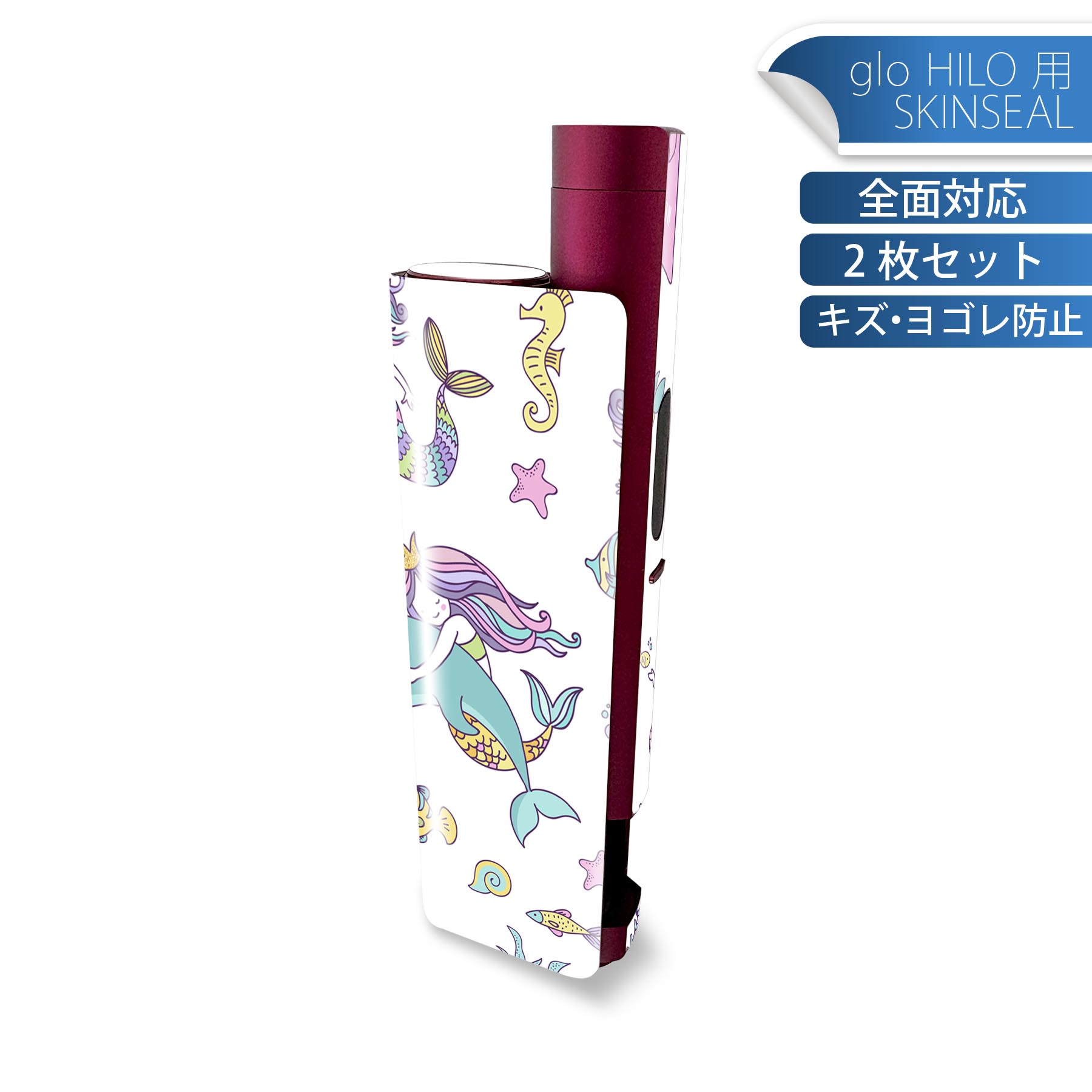 商品特徴・貼るだけでかんたん着せ替え、glo HILO plus 専用デザインスキンシール・高精細プリントで写真と遜色のない仕上がり！半光沢シートでしっとりツヤのある表現力・正面に加え、天面・底面シールがセットで一体感アップ！・ちょっとしたすり傷からglo hyperx2 本体を保護・接着部はエアフリー素材で気泡の心配も軽減・再剥離素材なので貼り付け時の調整も安心注意事項画像はサンプルですので、ご覧の環境によっては多少色味に違いを感じる場合がございます。 イメージと違った、モニターと色味が異なるという理由での交換や返金はご対応出来かねます。スキンシールのみの販売で、glo HILO plus 本体は付属しません。初回貼付時の位置調整や貼り直しは可能ですが、しっかりと押し付けて接着させた後の再剥離、再利用は保証しておりません。また接着部に油分や汚れが付着しますと角の部分は剥がれやすくなりますので、貼付時はあまり触れないようにご注意ください。無地のセミグロスシートにデザインをプリントした商品で、デコなどの加工はございません。 凹凸や光沢があるように見えたり布地や金属を素材にしたように見える商品もありますが、デザインの図版によるものです。印刷時に微妙な画像のズレが生じる場合がございます。ご注文後に1点1点制作する受注生産品の為、不良品以外のご返品や交換は固くお断りします。 発送について完全受注生産のハンドメイド商品となりますので、既製品と比べて発送までお時間を頂いています。 基本的に決済確認後、最大で10営業日での発送となります。繁忙期や休業日明けの場合はさらに時間がかかる場合があります。 その際には別途メールにてご連絡致します。メール便の場合、発送日から到着までに2?4日ほどかかる場合が多く、紛失などの保障もご対応できかねます。あらかじめご了承下さい。