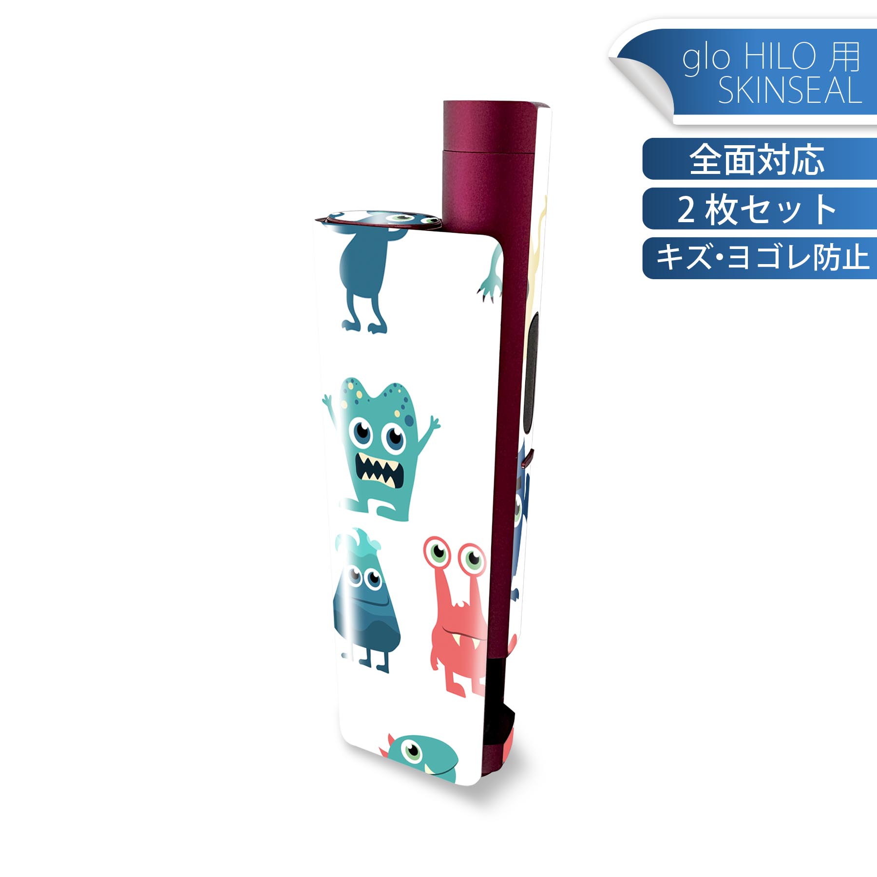 商品特徴・貼るだけでかんたん着せ替え、glo HILO plus 専用デザインスキンシール・高精細プリントで写真と遜色のない仕上がり！半光沢シートでしっとりツヤのある表現力・正面に加え、天面・底面シールがセットで一体感アップ！・ちょっとしたすり傷からglo hyperx2 本体を保護・接着部はエアフリー素材で気泡の心配も軽減・再剥離素材なので貼り付け時の調整も安心注意事項画像はサンプルですので、ご覧の環境によっては多少色味に違いを感じる場合がございます。 イメージと違った、モニターと色味が異なるという理由での交換や返金はご対応出来かねます。スキンシールのみの販売で、glo HILO plus 本体は付属しません。初回貼付時の位置調整や貼り直しは可能ですが、しっかりと押し付けて接着させた後の再剥離、再利用は保証しておりません。また接着部に油分や汚れが付着しますと角の部分は剥がれやすくなりますので、貼付時はあまり触れないようにご注意ください。無地のセミグロスシートにデザインをプリントした商品で、デコなどの加工はございません。 凹凸や光沢があるように見えたり布地や金属を素材にしたように見える商品もありますが、デザインの図版によるものです。印刷時に微妙な画像のズレが生じる場合がございます。ご注文後に1点1点制作する受注生産品の為、不良品以外のご返品や交換は固くお断りします。 発送について完全受注生産のハンドメイド商品となりますので、既製品と比べて発送までお時間を頂いています。 基本的に決済確認後、最大で10営業日での発送となります。繁忙期や休業日明けの場合はさらに時間がかかる場合があります。 その際には別途メールにてご連絡致します。メール便の場合、発送日から到着までに2?4日ほどかかる場合が多く、紛失などの保障もご対応できかねます。あらかじめご了承下さい。