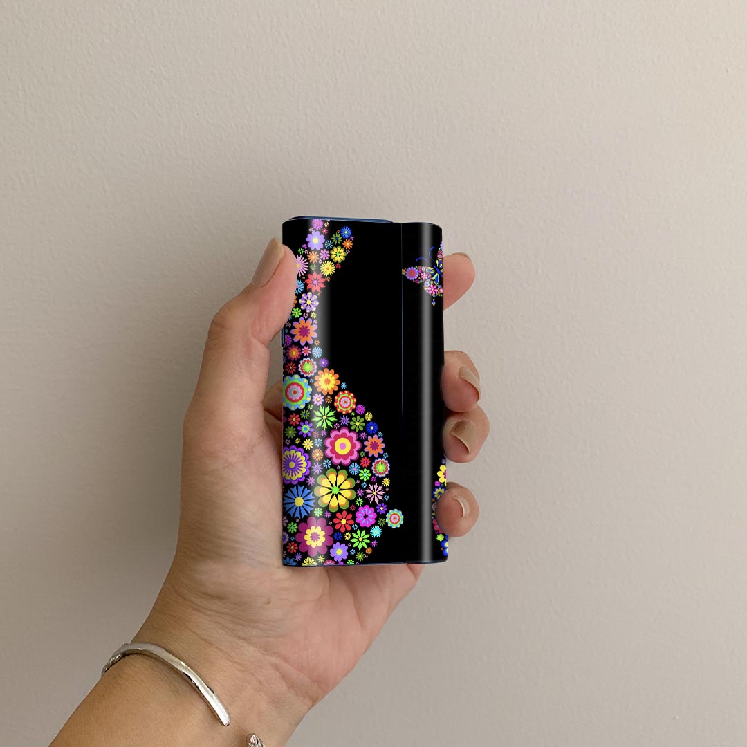 スマコレのglo hyper air 専用 デザインスキンシール 全面 フルセット カバー ケース 保護 グロー ハイパー エア グロウ ステッカー デコ アクセサリー 電子たばこ 007707 花　　カラフル　兎　うさぎ｜アングル2