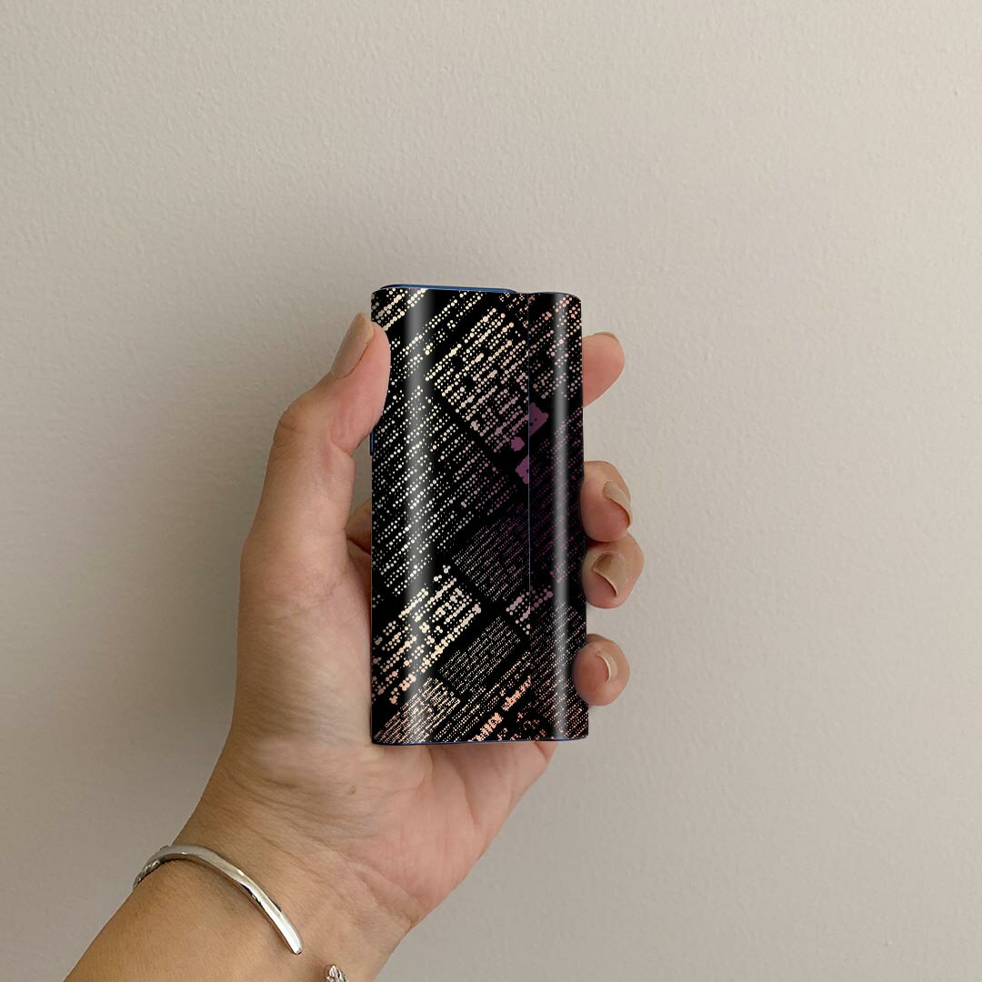 スマコレのglo hyper air 専用 デザインスキンシール 全面 フルセット カバー ケース 保護 グロー ハイパー エア グロウ ステッカー デコ アクセサリー 電子たばこ 008020 黒　ブラック　模様｜アングル2