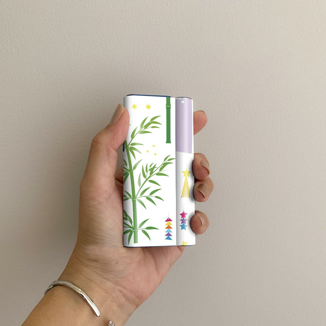 スマコレのglo hyper air 専用 デザインスキンシール 全面 フルセット カバー ケース 保護 グロー ハイパー エア グロウ ステッカー デコ アクセサリー 電子たばこ 013872 七夕　短冊　星｜アングル2