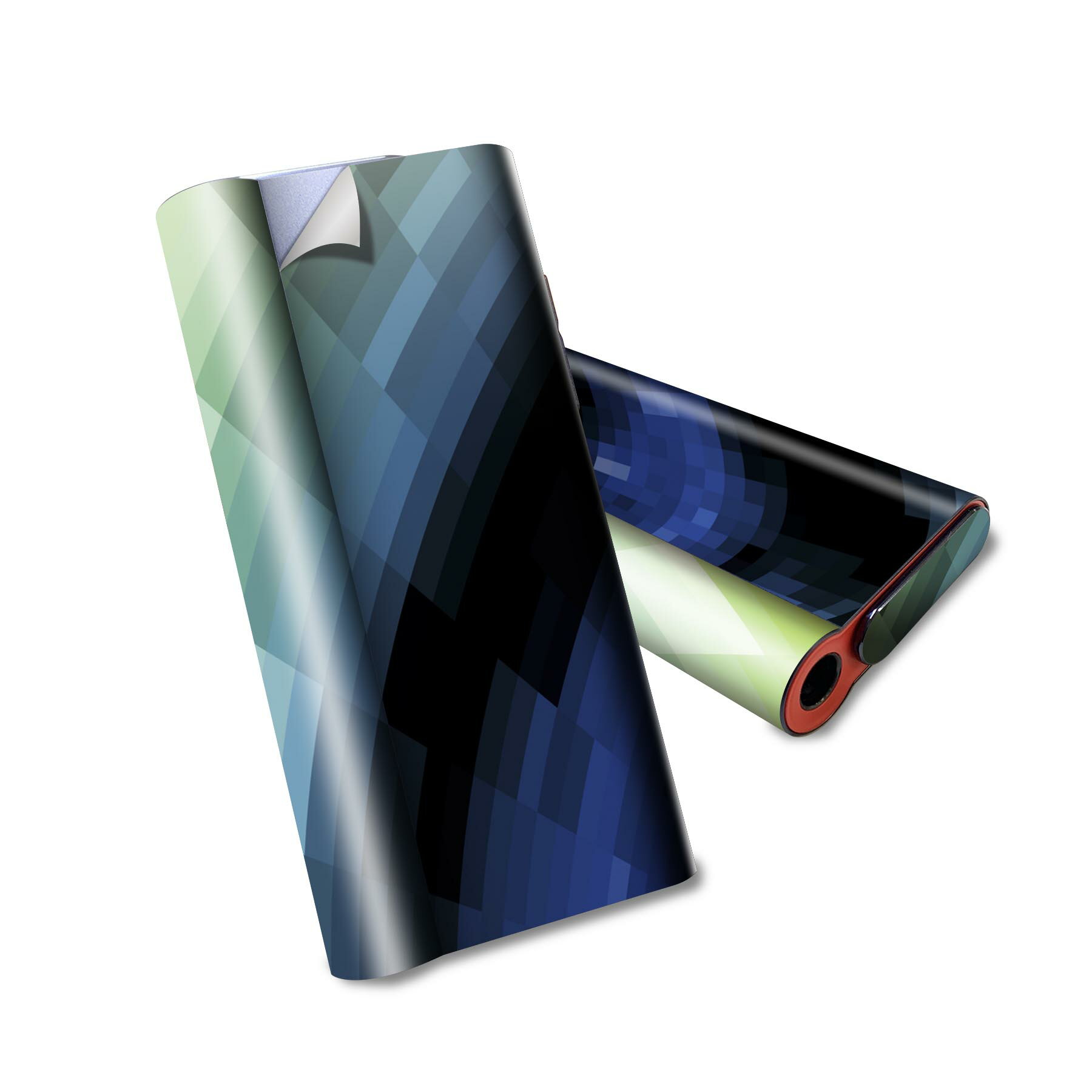 glo hyper air 専用 デザインスキンシール 全面 フルセット カバー ケース 保護 グロー ハイパー エア グロウ ステッカー デコ アクセサリー 電子たばこ 002219 シンプル　青　緑