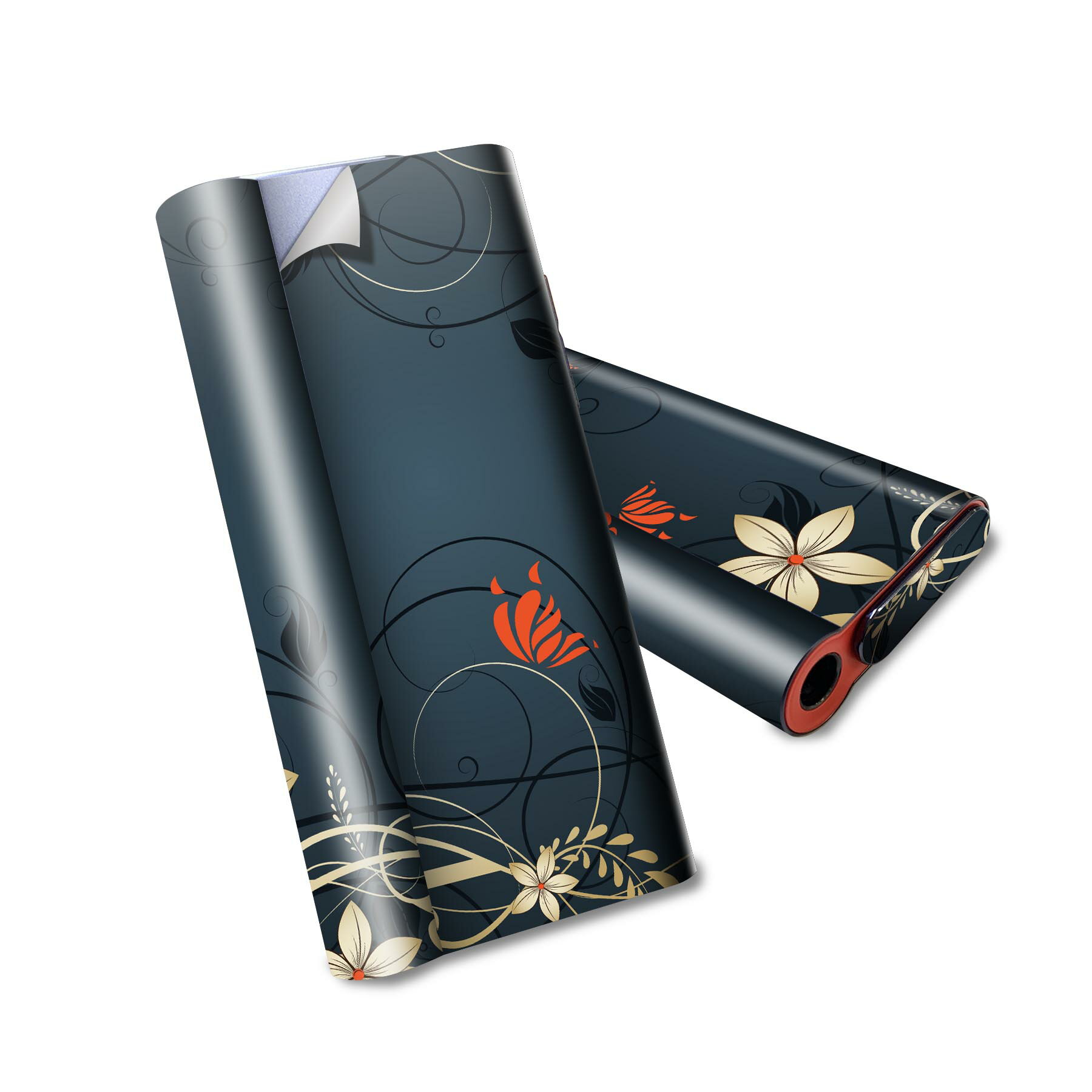 glo hyper air 専用 デザインスキンシール 全面 フルセット カバー ケース 保護 グロー ハイパー エア グロウ ステッカー デコ アクセサリー 電子たばこ 007575 花　　青　ブルー