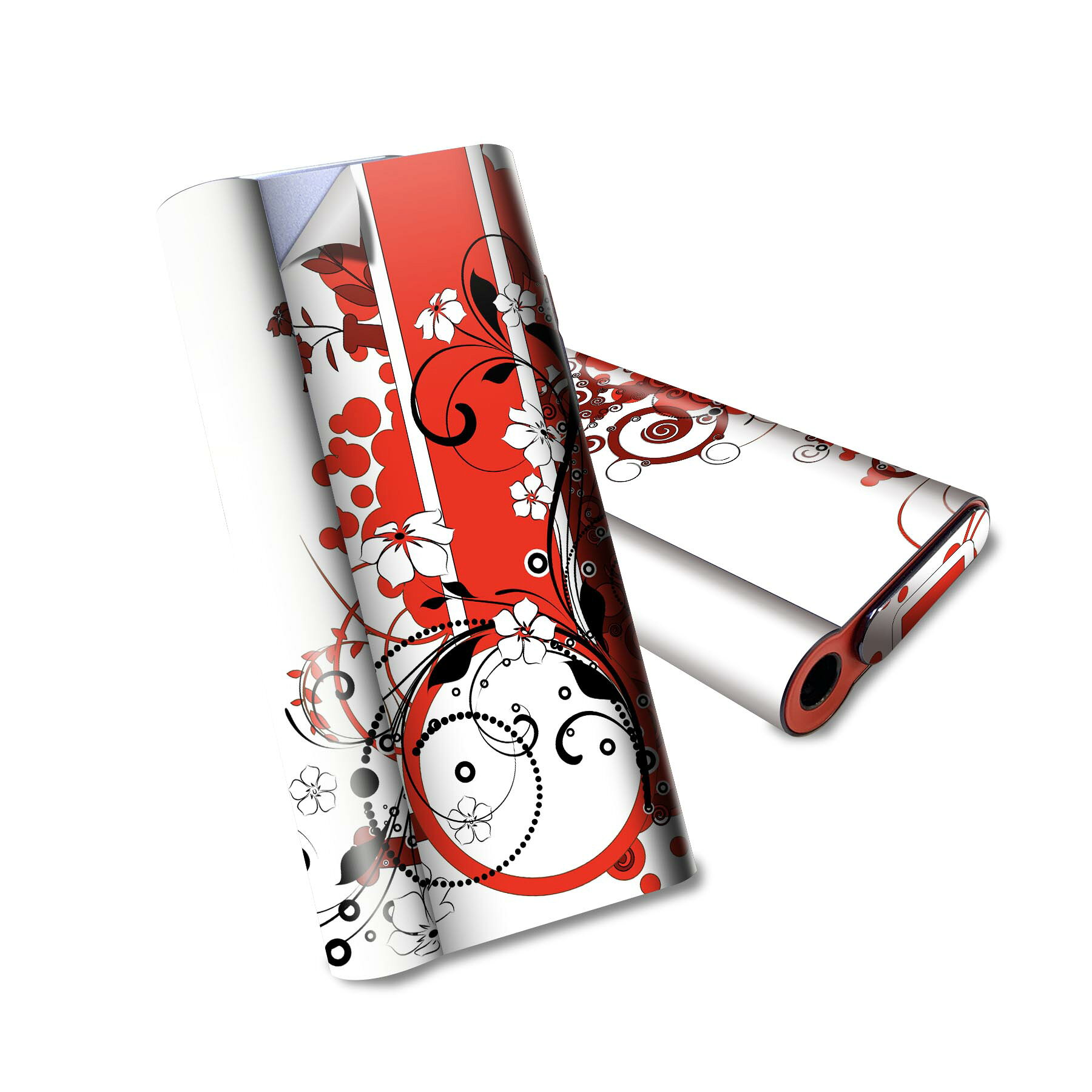 glo hyper air 専用 デザインスキンシール 全面 フルセット カバー ケース 保護 グロー ハイパー エア グロウ ステッカー デコ アクセサリー 電子たばこ 007646 花　　赤　レッド