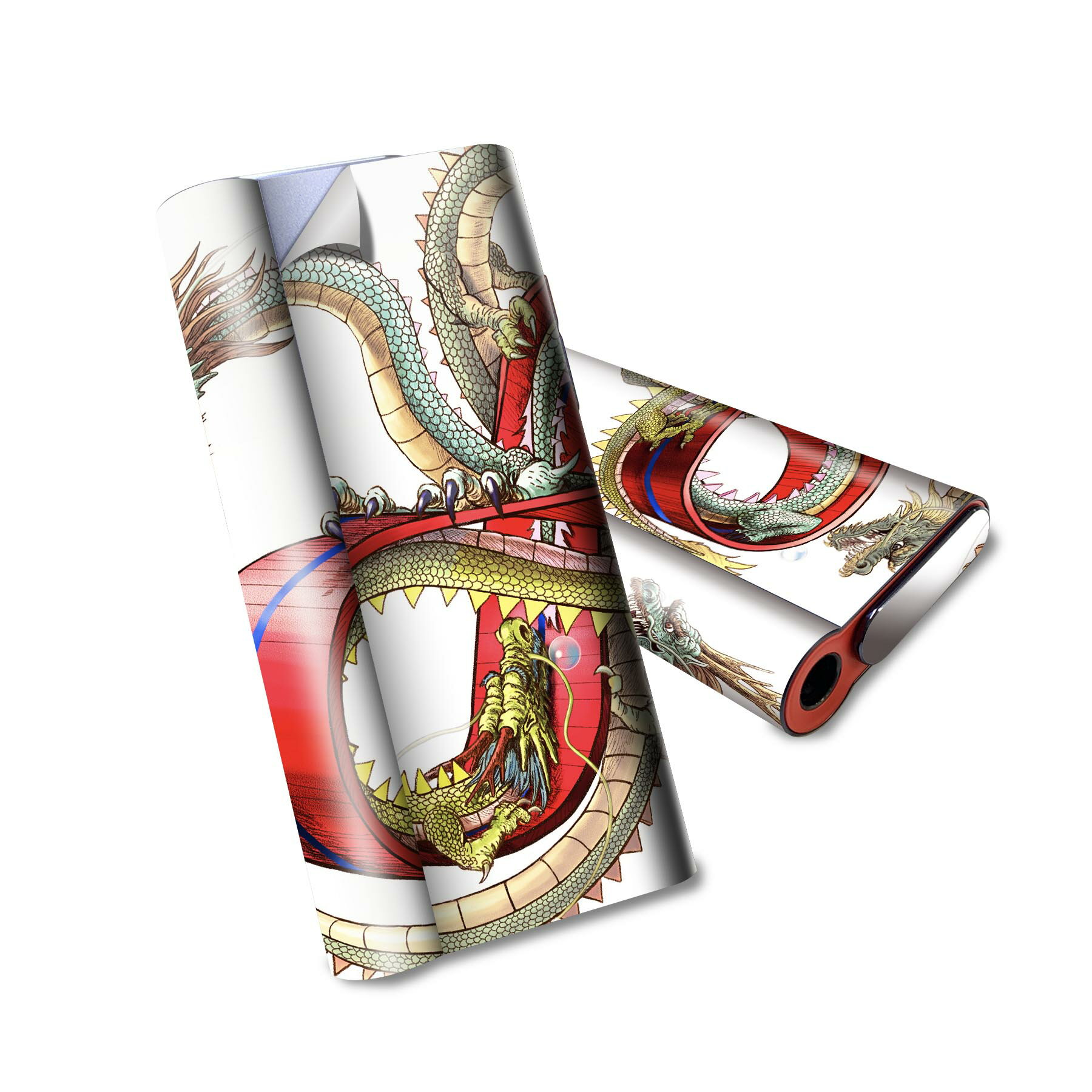 glo hyper air 専用 デザインスキンシール 全面 フルセット カバー ケース 保護 グロー ハイパー エア グロウ ステッカー デコ アクセサリー 電子たばこ 007698 龍　イラスト　赤　レッド