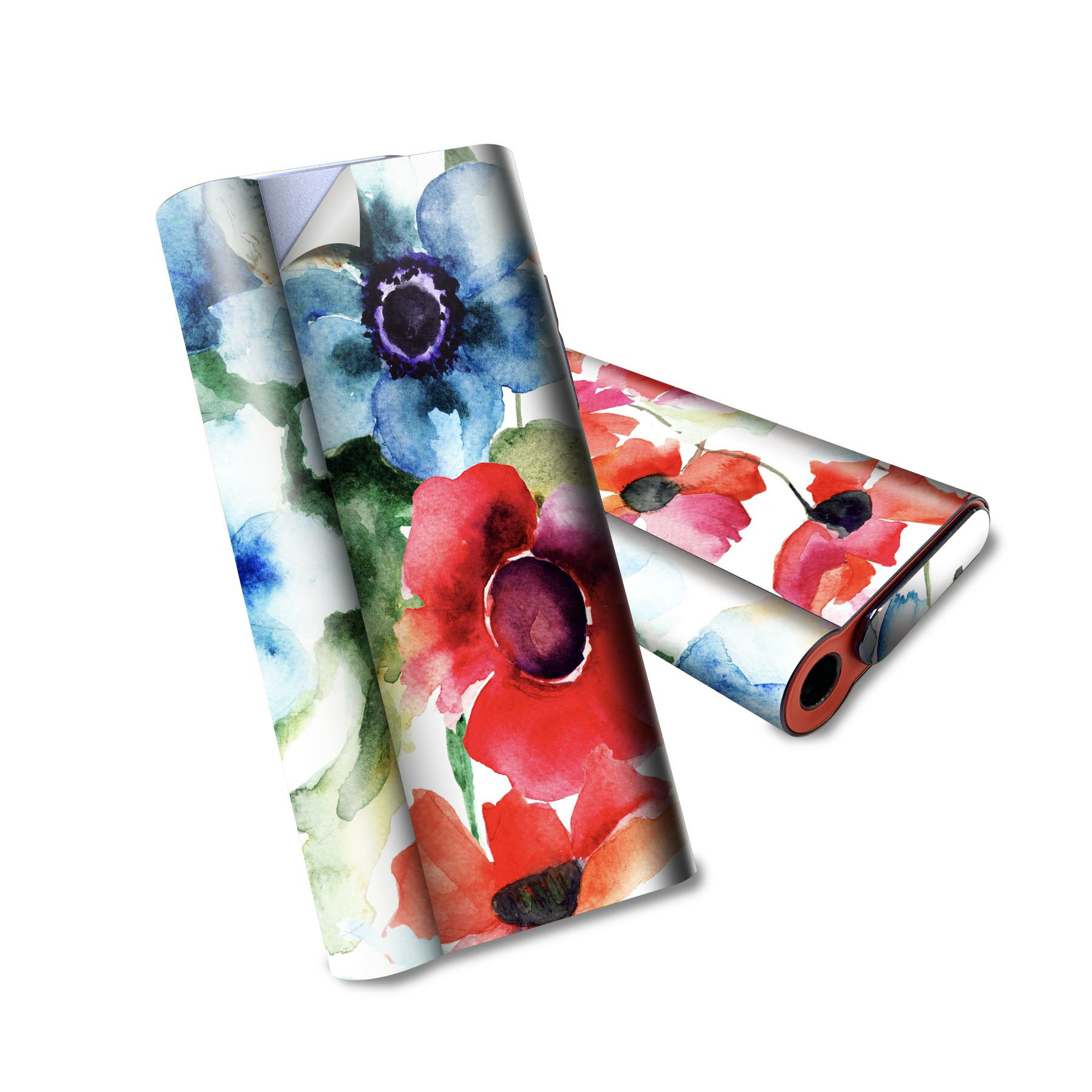 glo hyper air 専用 デザインスキンシール 全面 フルセット カバー ケース 保護 グロー ハイパー エア グロウ ステッカー デコ アクセサリー 電子たばこ 008095 花　　水彩　赤　ブルー　レッド