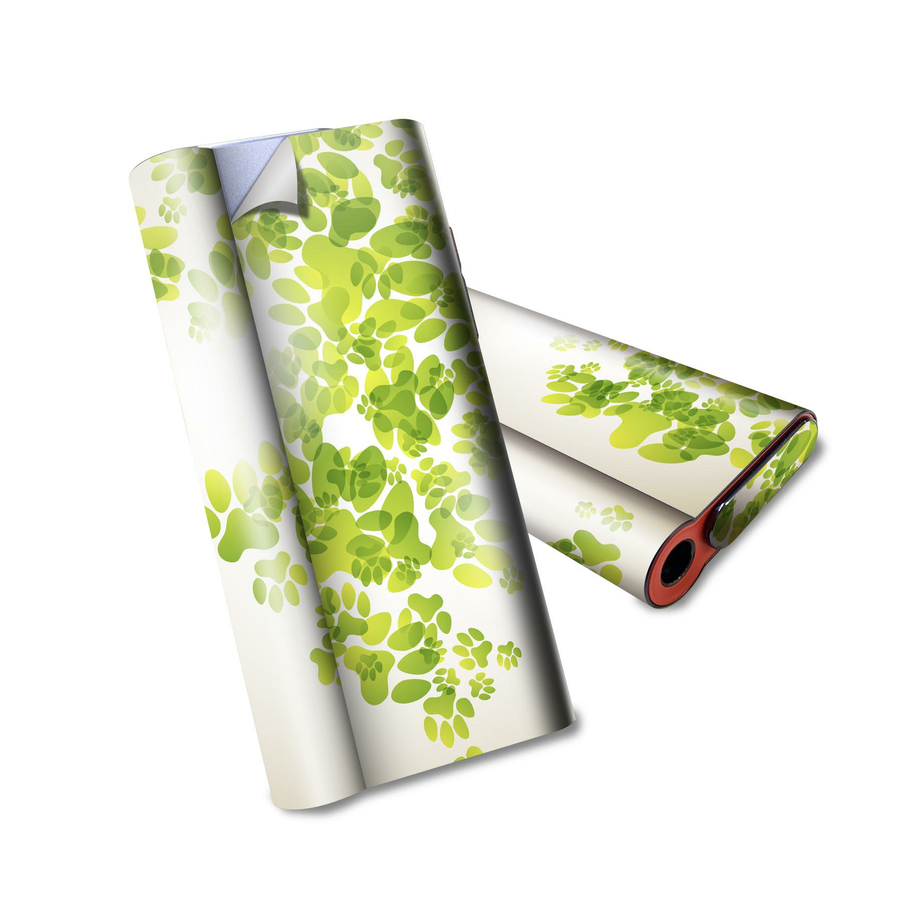 glo hyper air 専用 デザインスキンシール 全面 フルセット カバー ケース 保護 グロー ハイパー エア グロウ ステッカー デコ アクセサリー 電子たばこ 008124 動物　足跡　緑　グリーン