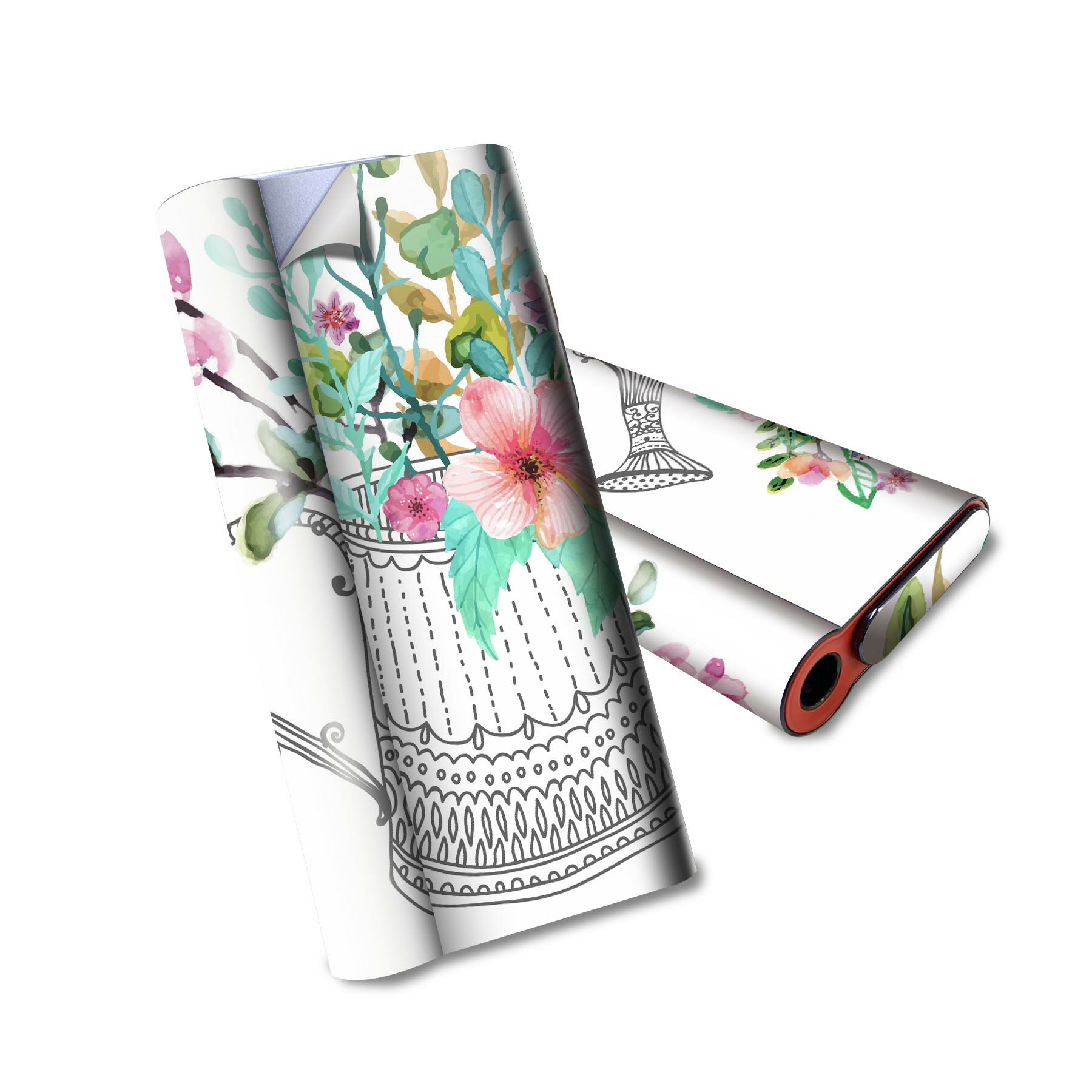 glo hyper air 専用 デザインスキンシール 全面 フルセット カバー ケース 保護 グロー ハイパー エア グロウ ステッカー デコ アクセサリー 電子たばこ 009594 　カラフル　花