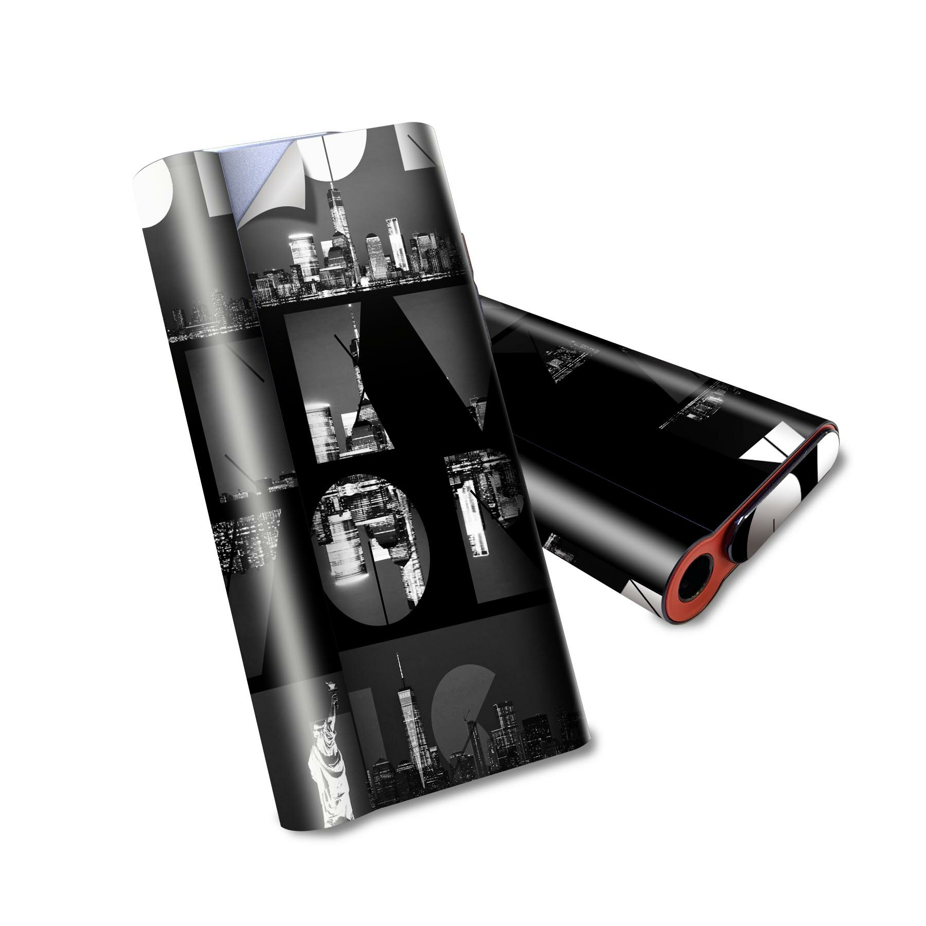 glo hyper air 専用 デザインスキンシール 全面 フルセット カバー ケース 保護 グロー ハイパー エア グロウ ステッカー デコ アクセサリー 電子たばこ 012381 ニューヨーク　おしゃれ　白黒