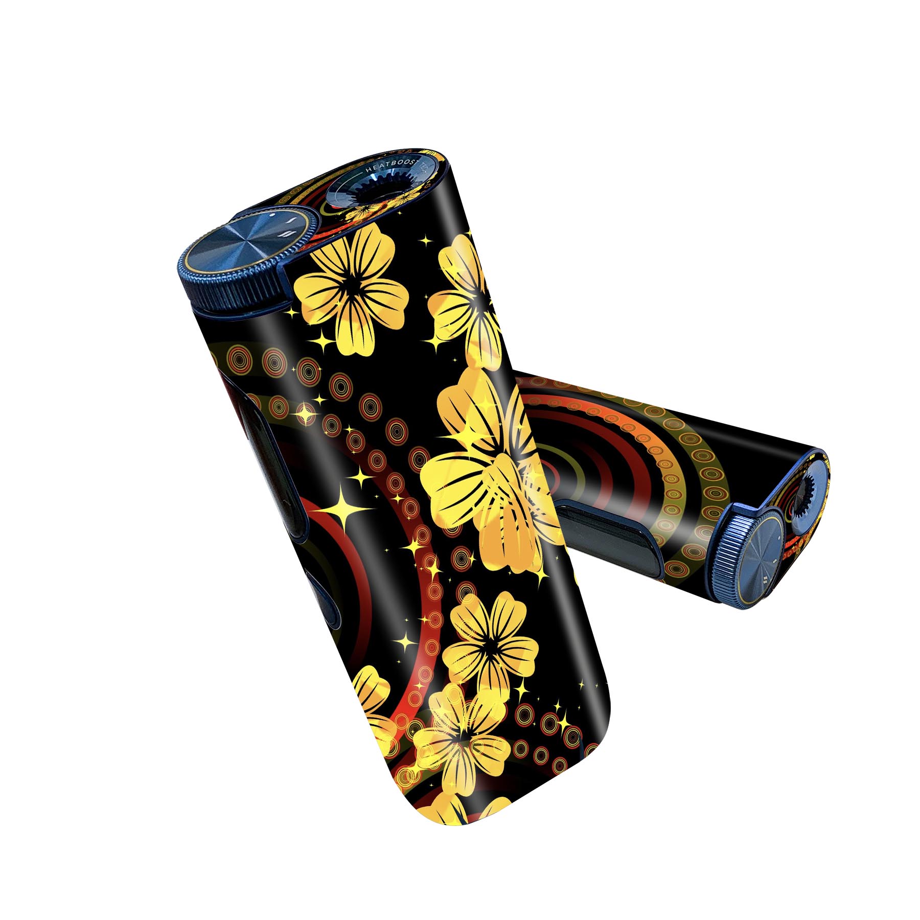 glo hyper pro 用 デザインスキンシール 側面2枚 天面3枚 セット 360°カバー ケース 保護 グロー ハイパー プロ グロウ ステッカー デコ アクセサリー 000052 黒 和柄 金色 桜