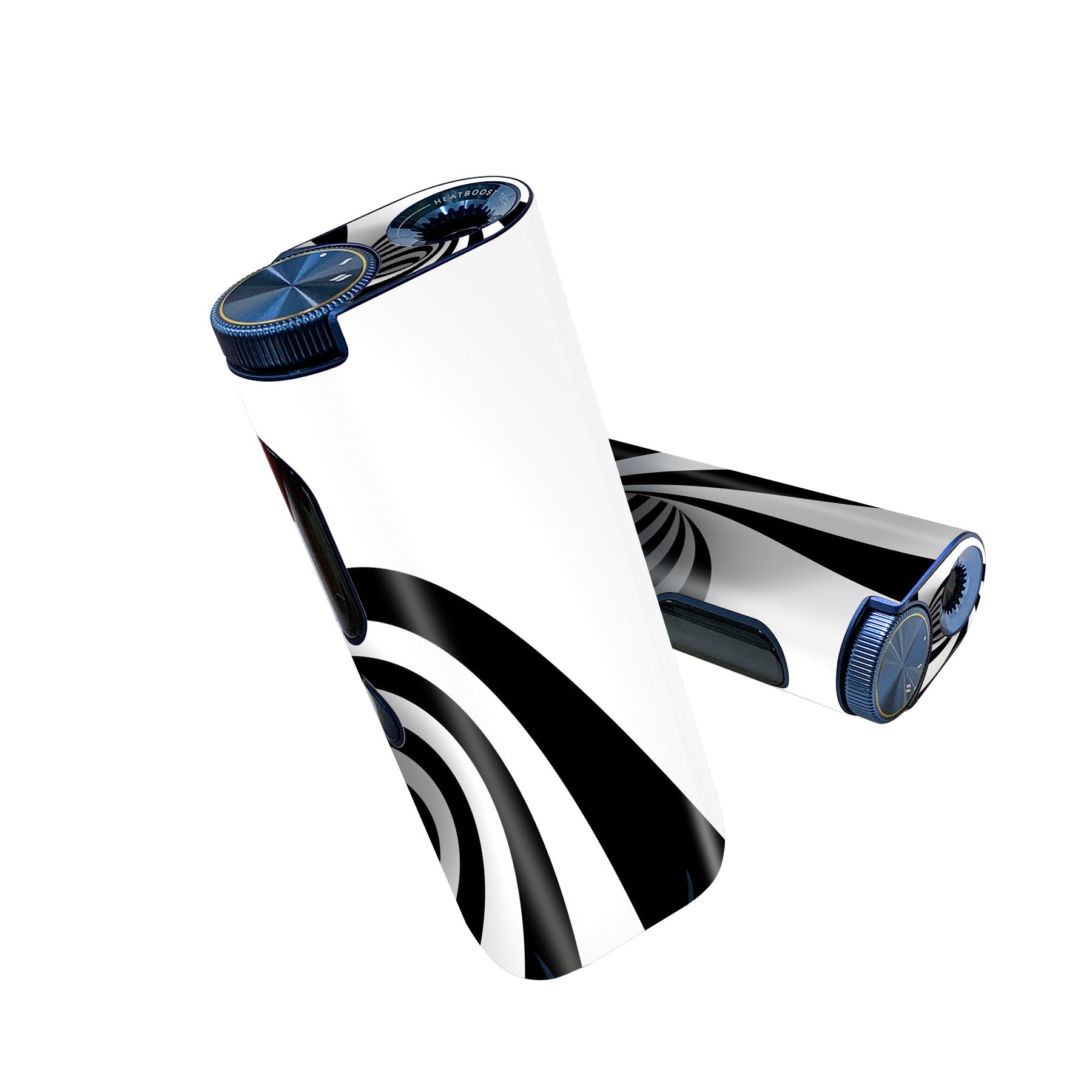 glo hyper pro 用 デザインスキンシール 側面2枚 天面3枚 セット 360°カバー ケース 保護 グロー ハイパー プロ グロウ ステッカー デコ アクセサリー 000303 渦巻き　モノクロ　錯覚