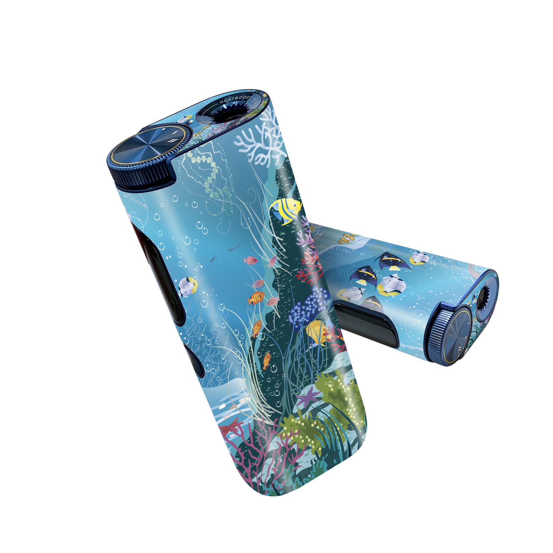 glo hyper pro 用 デザインスキンシール 側面2枚 天面3枚 セット 360°カバー ケース 保護 グロー ハイパー プロ グロウ ステッカー デコ アクセサリー 001363 魚　海