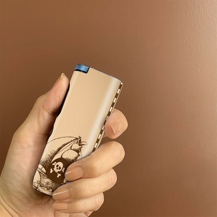 スマコレのglo hyper pro 用 デザインスキンシール 側面2枚 天面3枚 セット 360°カバー ケース 保護 グロー ハイパー プロ グロウ ステッカー デコ アクセサリー 007409 イラスト　海賊　船　島｜アングル2