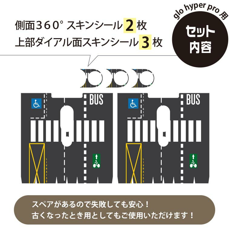 glo hyper pro 用 デザインスキンシール 側面2枚 天面3枚 セット 360°カバー ケース 保護 グロー ハイパー プロ グロウ ステッカー デコ アクセサリー 005863 車道　道路