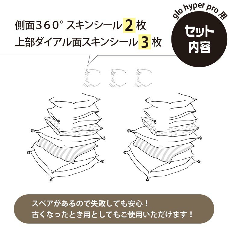 glo hyper pro 用 デザインスキンシール 側面2枚 天面3枚 セット 360°カバー ケース 保護 グロー ハイパー プロ グロウ ステッカー デコ アクセサリー 015865 座布団　まくら