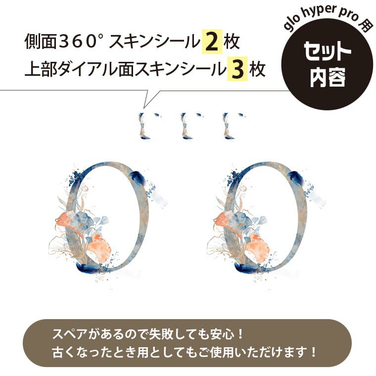 glo hyper pro 用 デザインスキンシール 側面2枚 天面3枚 セット 360°カバー ケース 保護 グロー ハイパー プロ グロウ ステッカー デコ アクセサリー 019643 文字 0