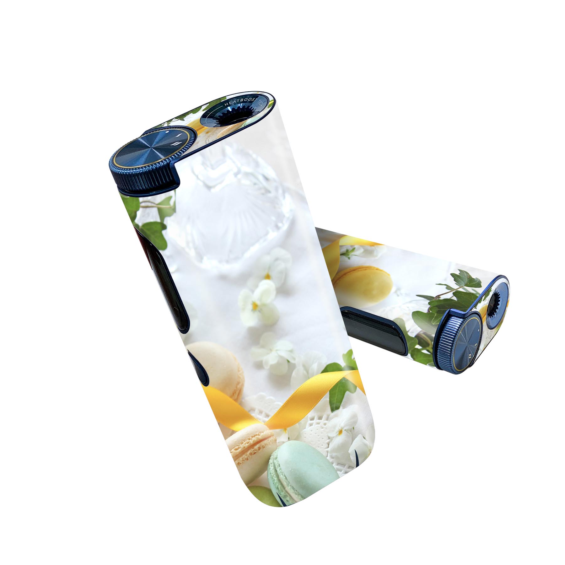 glo hyper pro 用 デザインスキンシール 側面2枚 天面3枚 セット 360°カバー ケース 保護 グロー ハイパー プロ グロウ ステッカー デコ アクセサリー 002617 マカロン 花 黄色