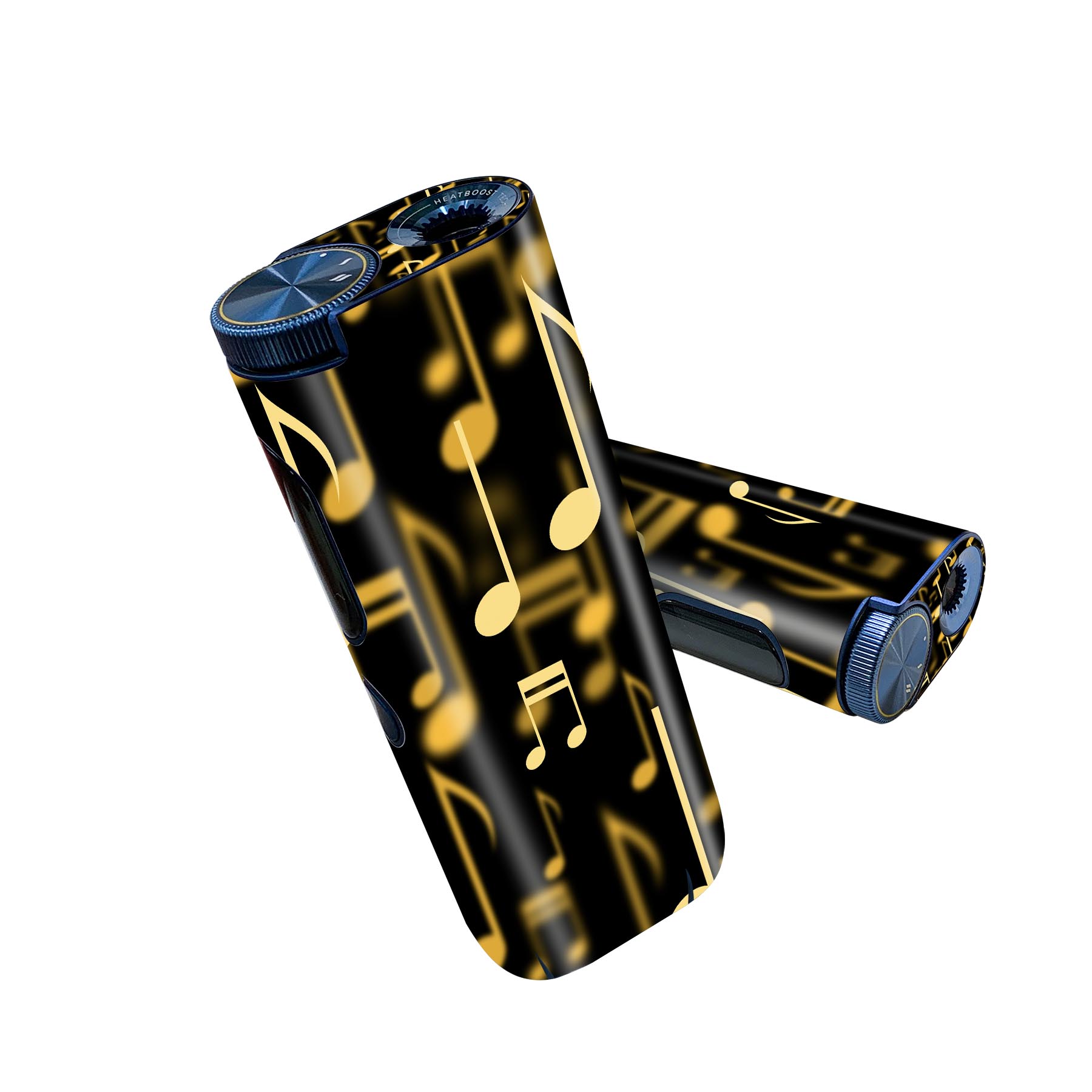 吸煙用具（打火機, 煙斗, 煙灰缸） - glo hyper pro 用 デザインスキンシール 側面2枚 天面3枚 セット 360°カバー ケース 保護 グロー ハイパー プロ グロウ ステッカー デコ アクセサリー 004652 音符　音楽　黒