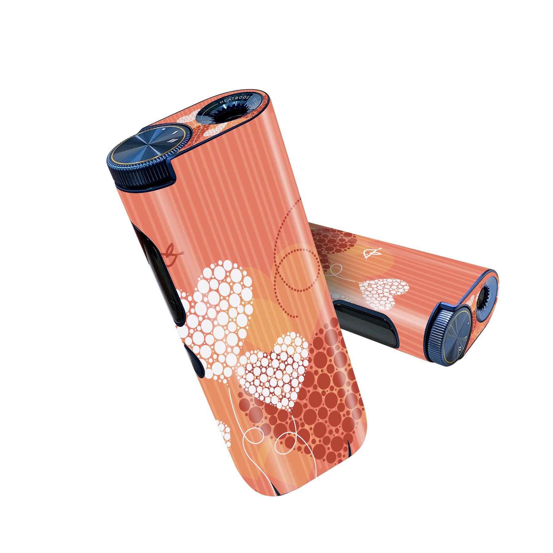 glo hyper pro 用 デザインスキンシール 側面2枚 天面3枚 セット 360°カバー ケース 保護 グロー ハイパー プロ グロウ ステッカー デコ アクセサリー 004718 ハート　オレンジ　鳥