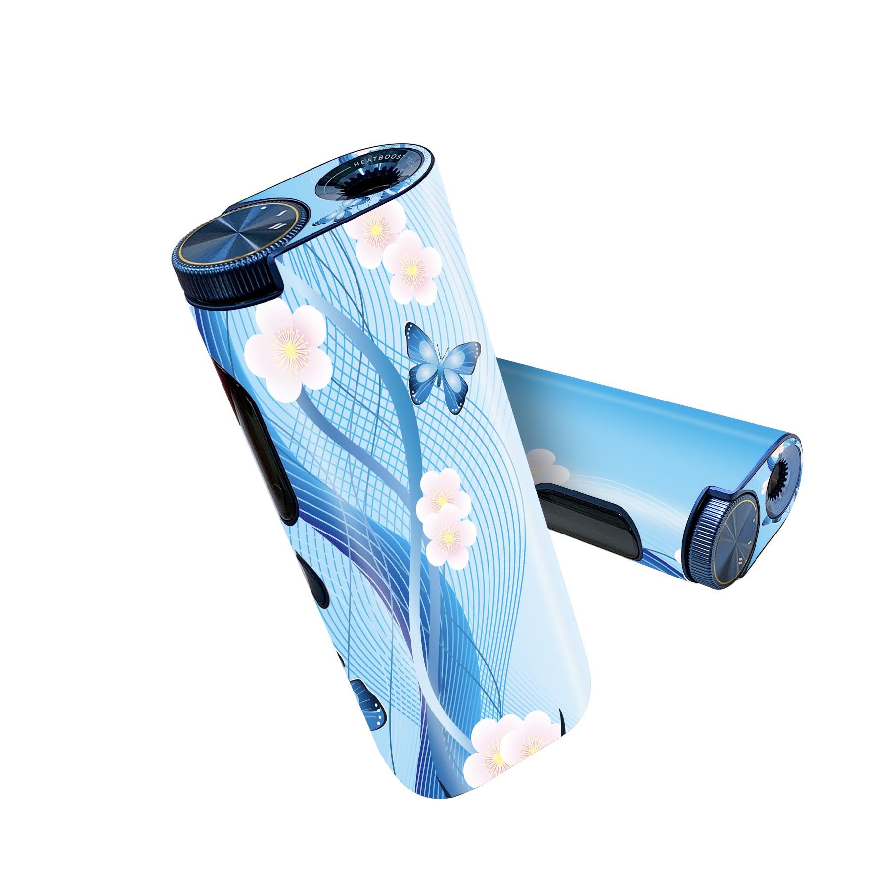 glo hyper pro 用 デザインスキンシール 側面2枚 天面3枚 セット 360°カバー ケース 保護 グロー ハイパー プロ グロウ ステッカー デコ アクセサリー 004982 蝶　桜　青