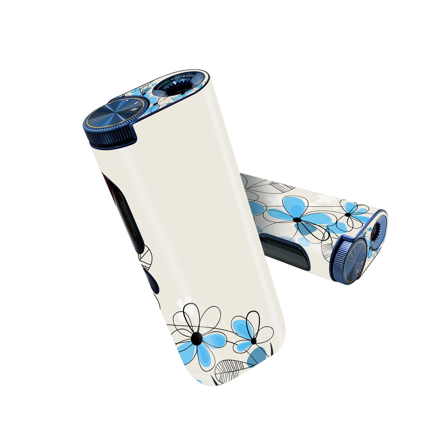 glo hyper pro 用 デザインスキンシール 側面2枚 天面3枚 セット 360°カバー ケース 保護 グロー ハイパー プロ グロウ ステッカー デコ アクセサリー 005072 花　青　イラスト