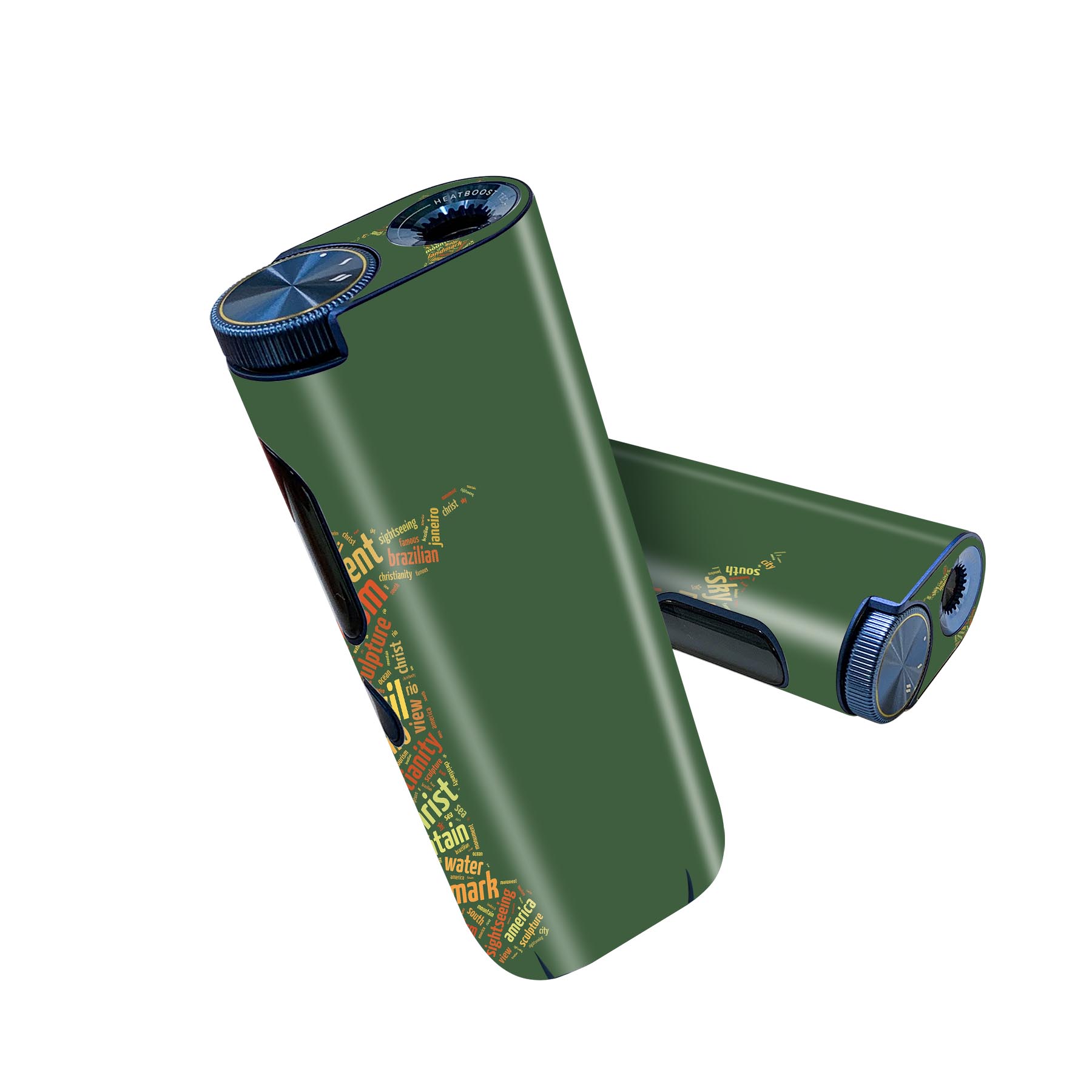 glo hyper pro 用 デザインスキンシール 側面2枚 天面3枚 セット 360°カバー ケース 保護 グロー ハイパー プロ グロウ ステッカー デコ アクセサリー 006569 緑　グリーン　英語　文字